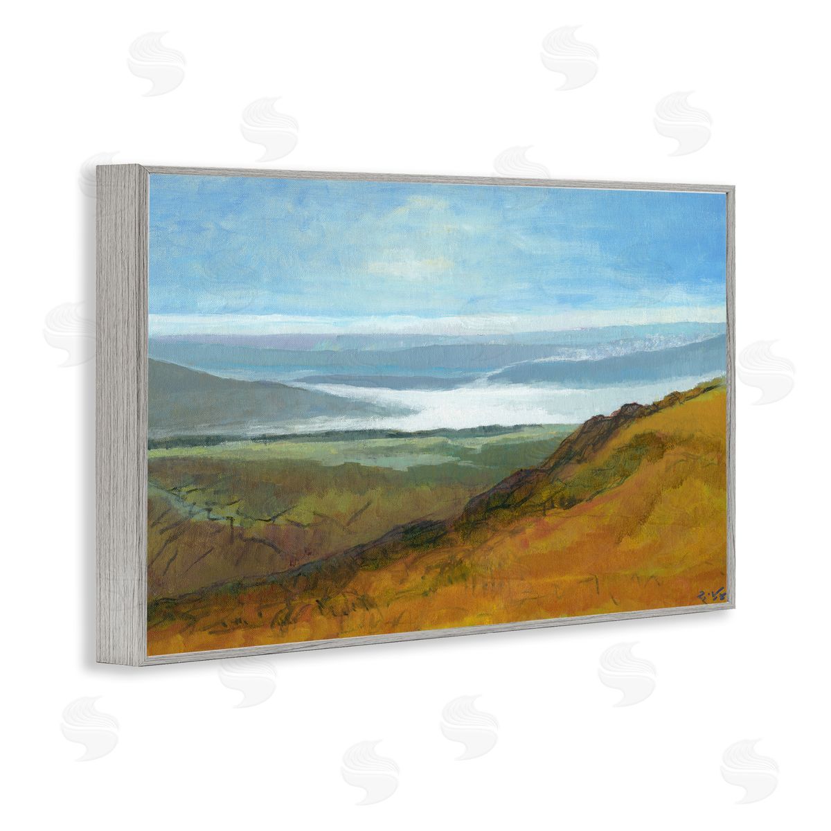 Vast Serene Hills Grey Frame Print Wall Art, Home Decor by Dita Jacobovitz