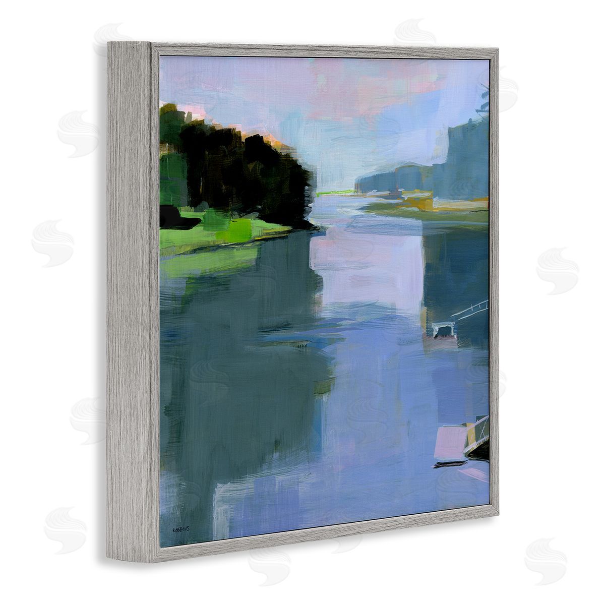Water Reflection Abstract Grey Frame Print Wall Art, Home Decor by Kathleen Robbins