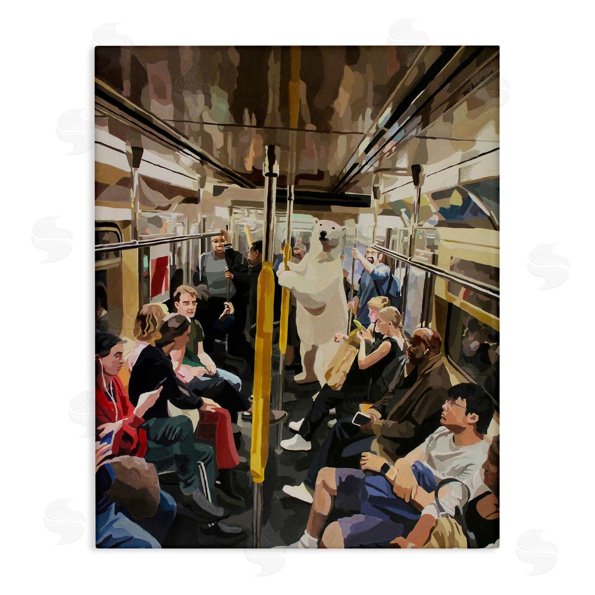 Polar Bear on Subway Canvas Wall Art, Home Decor by Keith Thomson