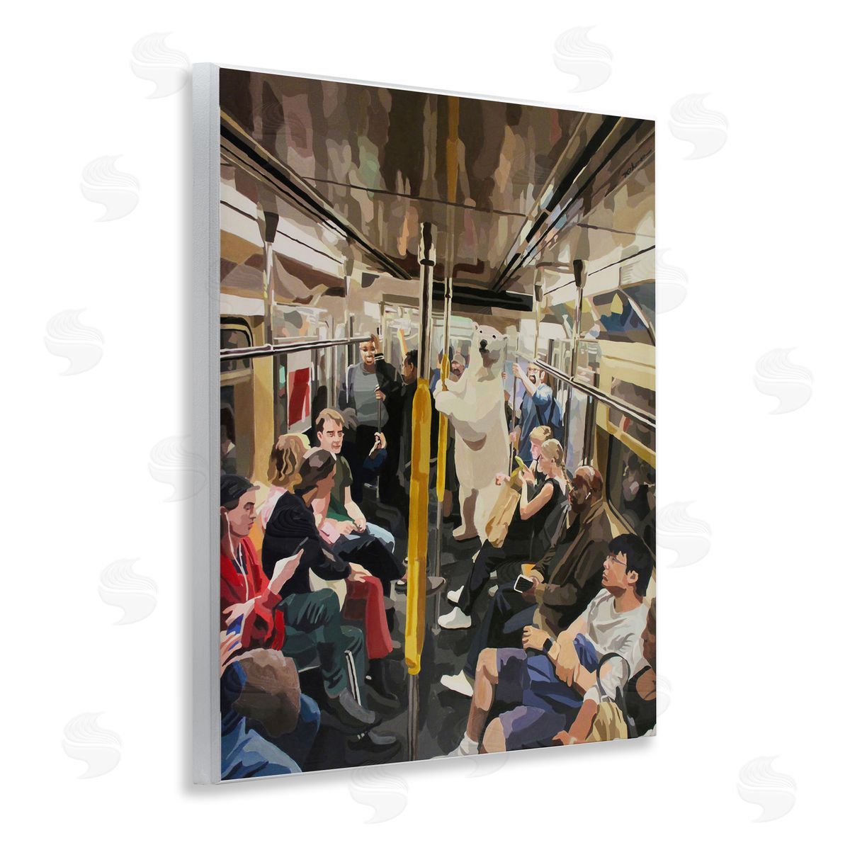 Polar Bear on Subway Wood Plaque Wall Art, Home Decor by Keith Thomson