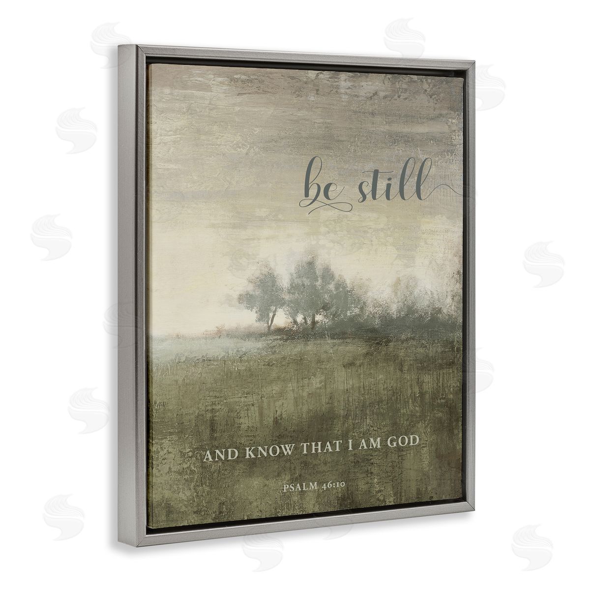 Be Still over Rustic Landscape Grey Floating Frame Canvas Wall Art, Home Decor by John Spaeth