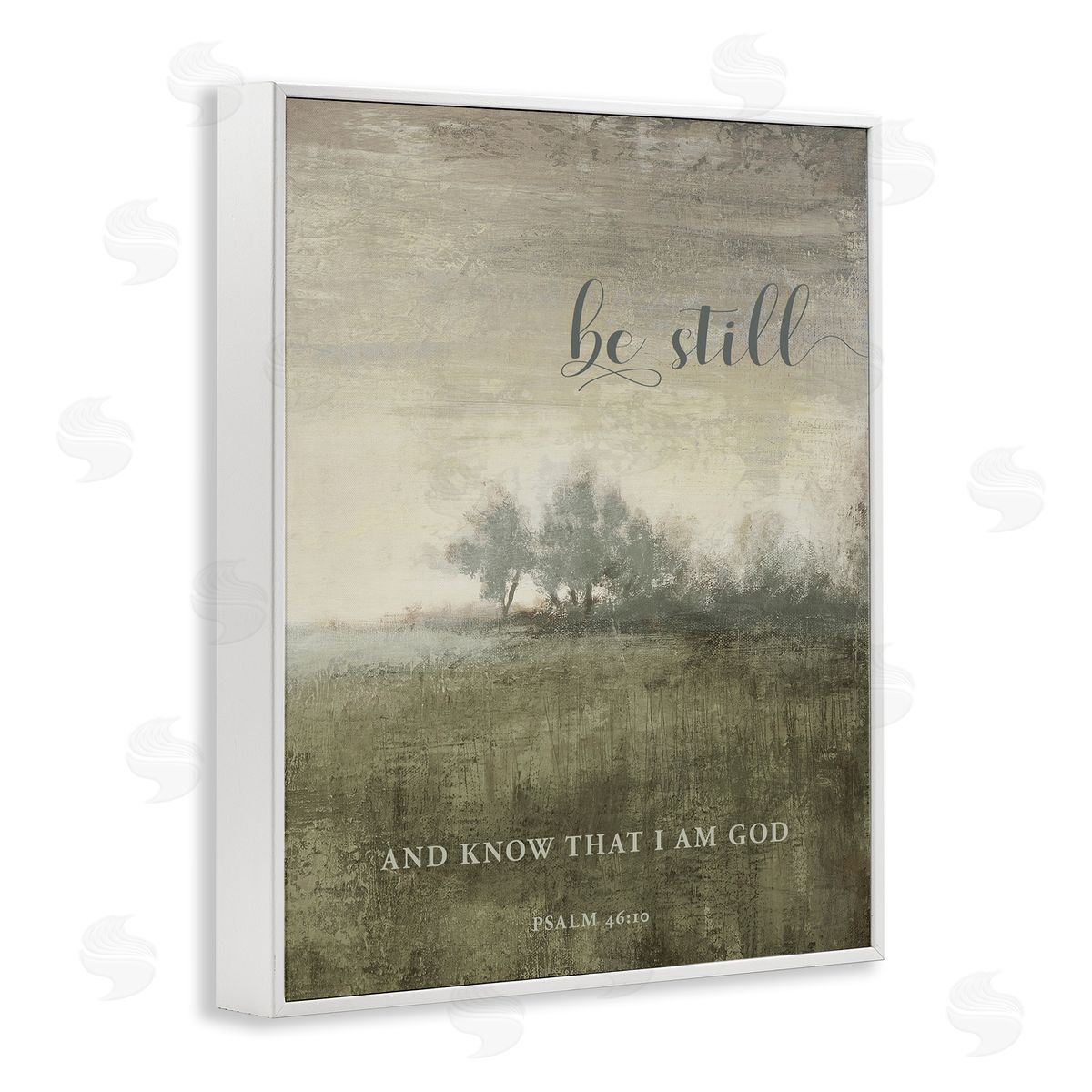 Be Still over Rustic Landscape White Frame Print Wall Art, Home Decor by John Spaeth