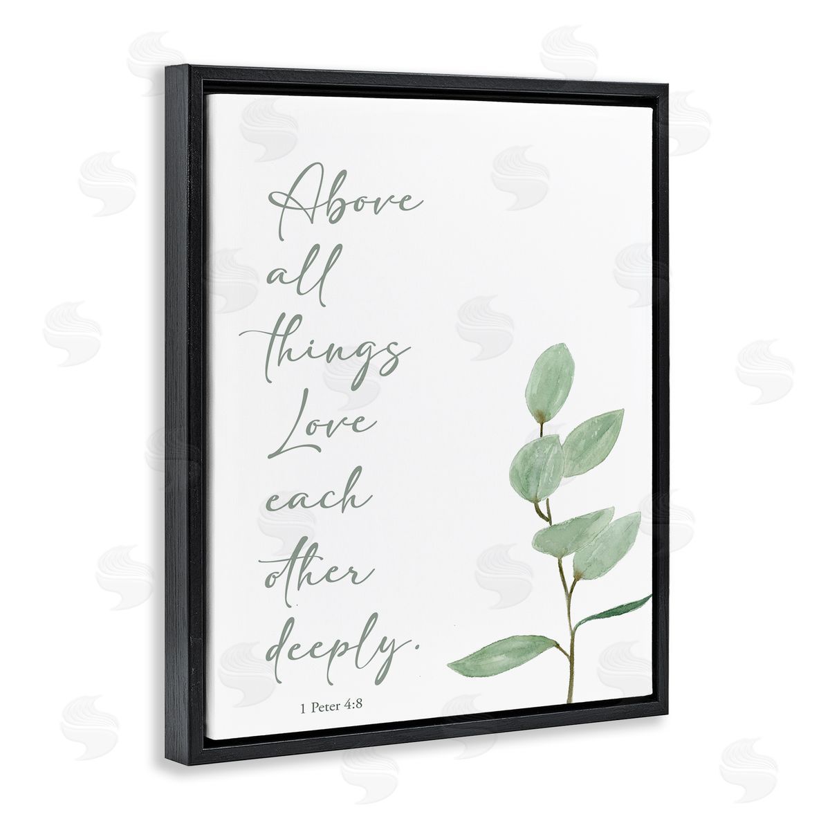 Love Each Other Deeply Black Floating Frame Canvas Wall Art, Home Decor by Lucille Price