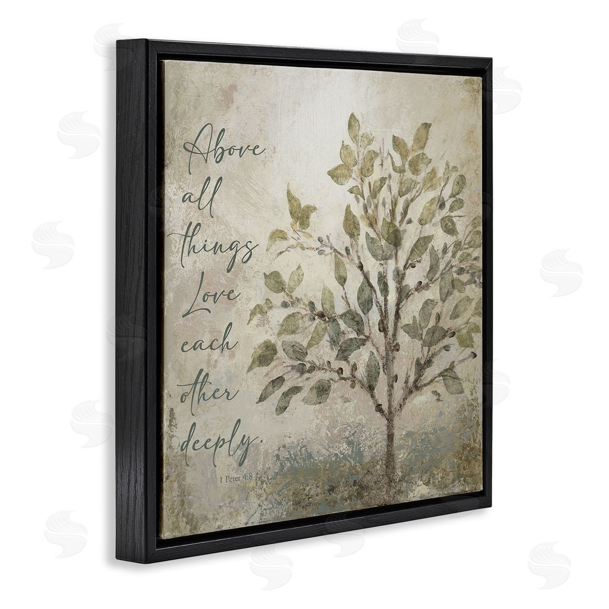 Rustic Love Each Other Deeply Black Floating Frame Canvas Wall Art, Home Decor by John Spaeth