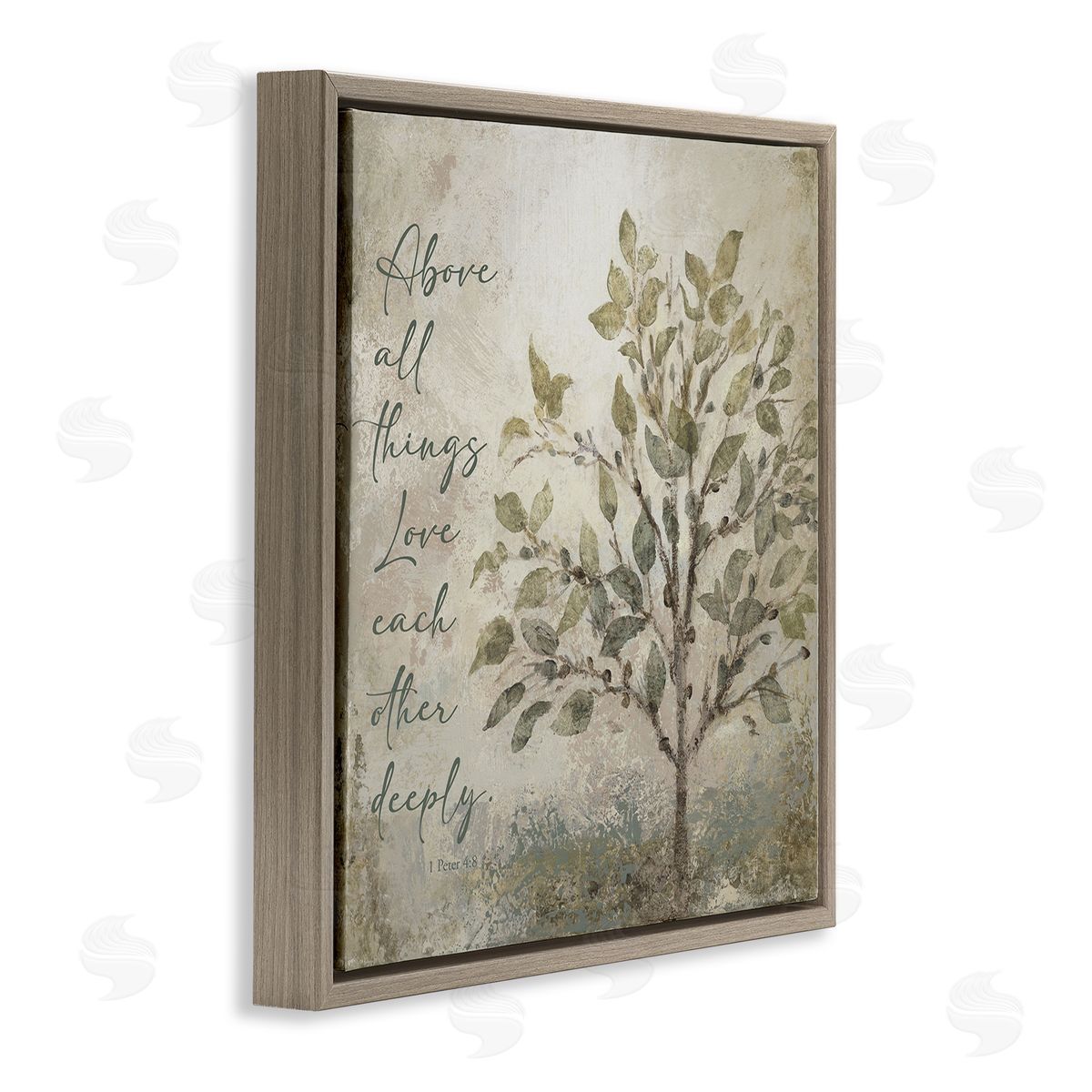 Rustic Love Each Other Deeply Brown Floating Frame Canvas Wall Art, Home Decor by John Spaeth