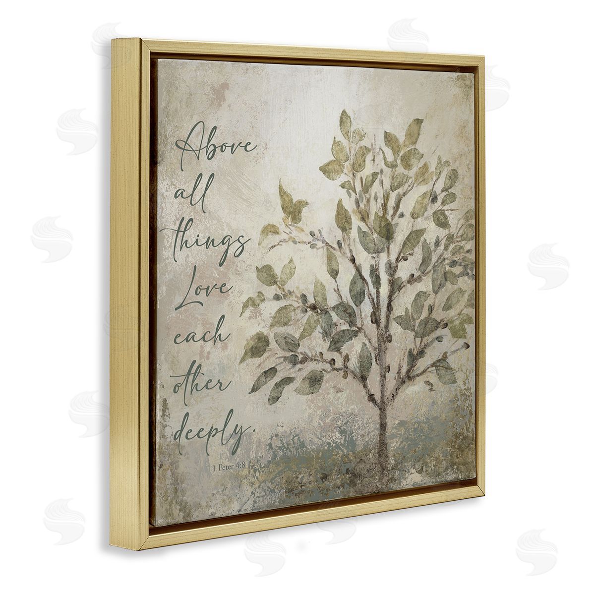 Rustic Love Each Other Deeply Gold Floating Frame Canvas Wall Art, Home Decor by John Spaeth