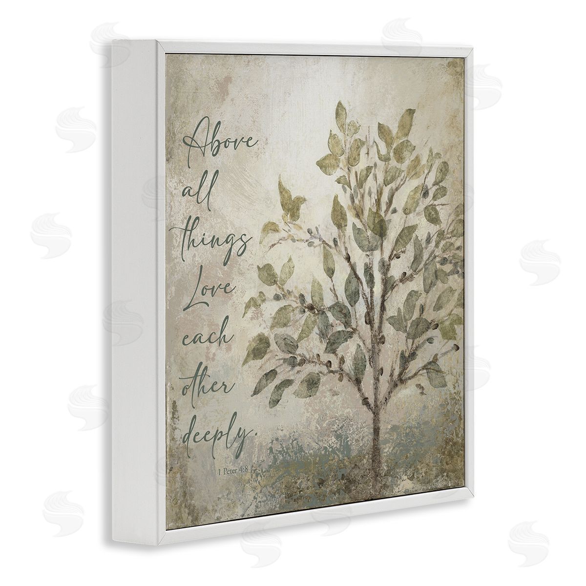 Rustic Love Each Other Deeply White Frame Print Wall Art, Home Decor by John Spaeth