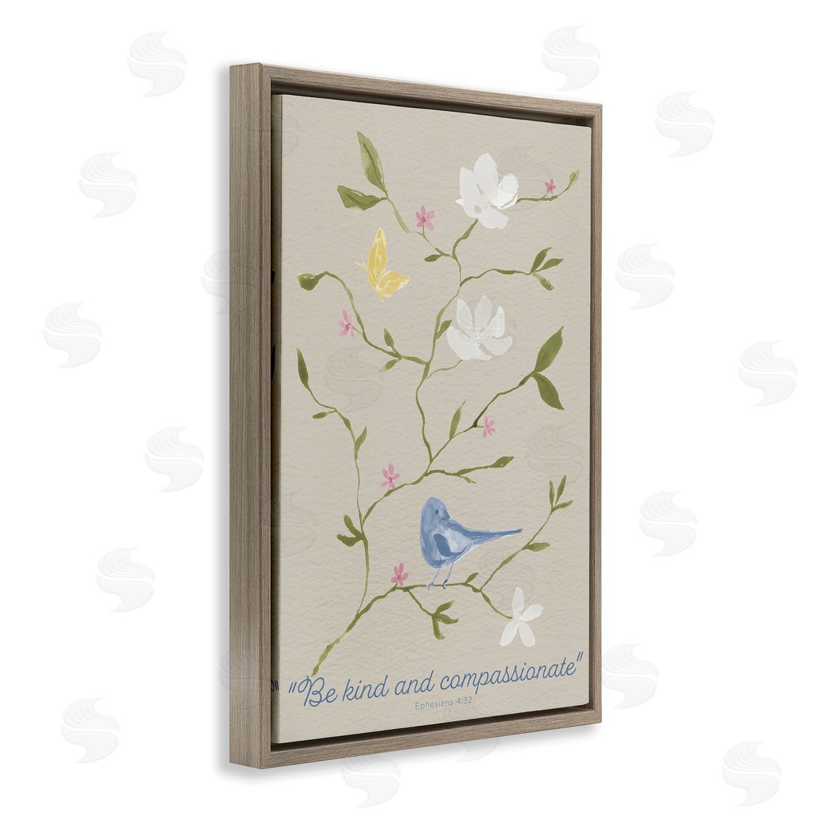 Floral Be Kind & Compassionate Brown Floating Frame Canvas Wall Art, Home Decor by Lucille Price