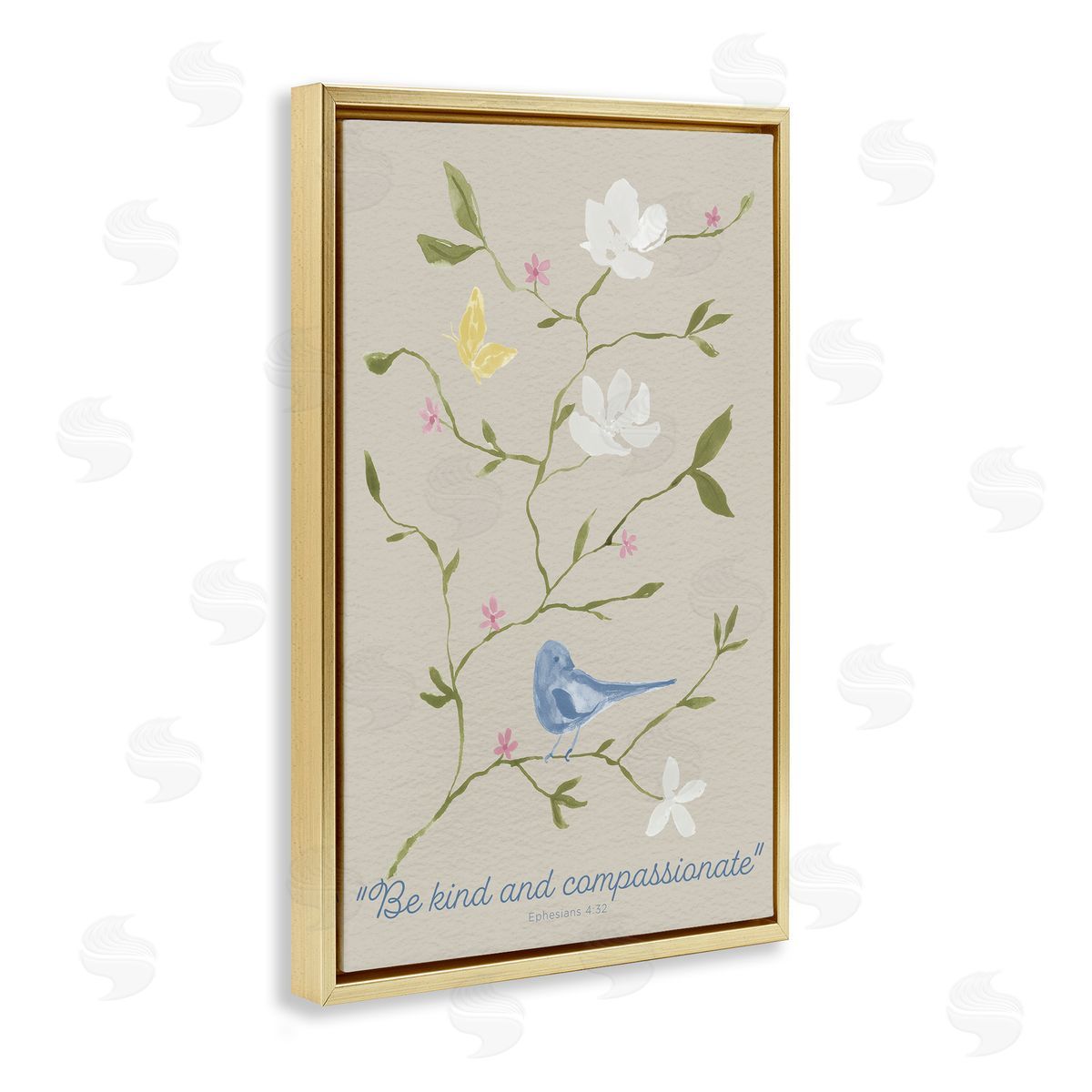 Floral Be Kind & Compassionate Gold Floating Frame Canvas Wall Art, Home Decor by Lucille Price