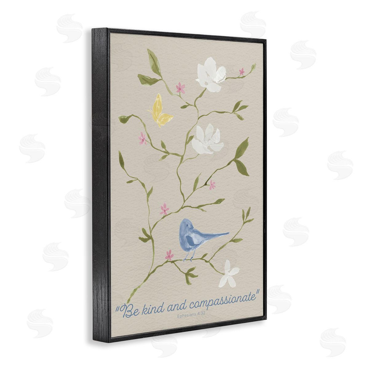 Floral Be Kind & Compassionate Black Frame Print Wall Art, Home Decor by Lucille Price