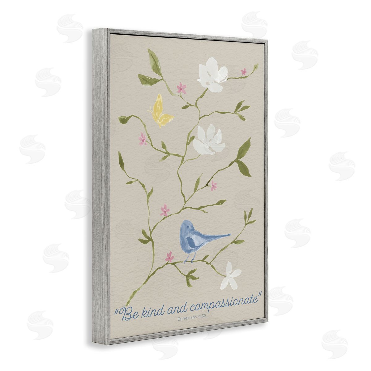 Floral Be Kind & Compassionate Grey Frame Print Wall Art, Home Decor by Lucille Price
