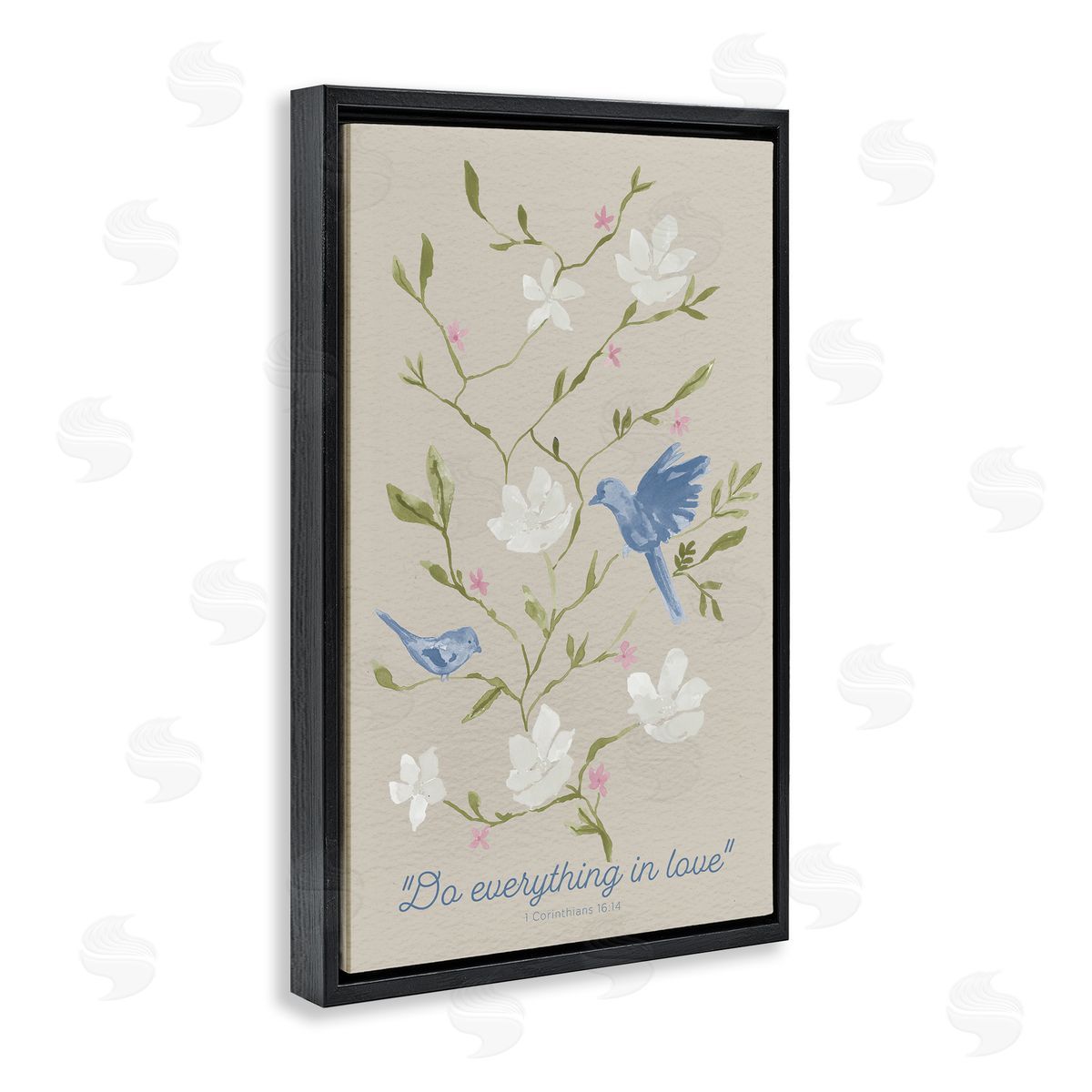 Floral Do Everything In Love Black Floating Frame Canvas Wall Art, Home Decor by Lucille Price