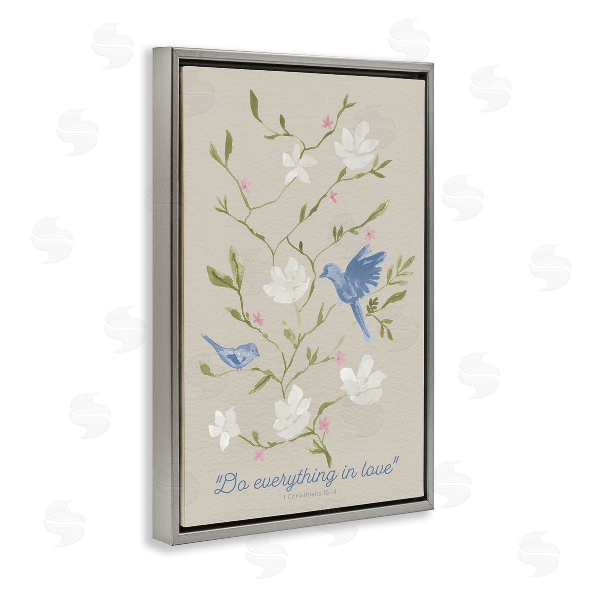 Floral Do Everything In Love Grey Floating Frame Canvas Wall Art, Home Decor by Lucille Price