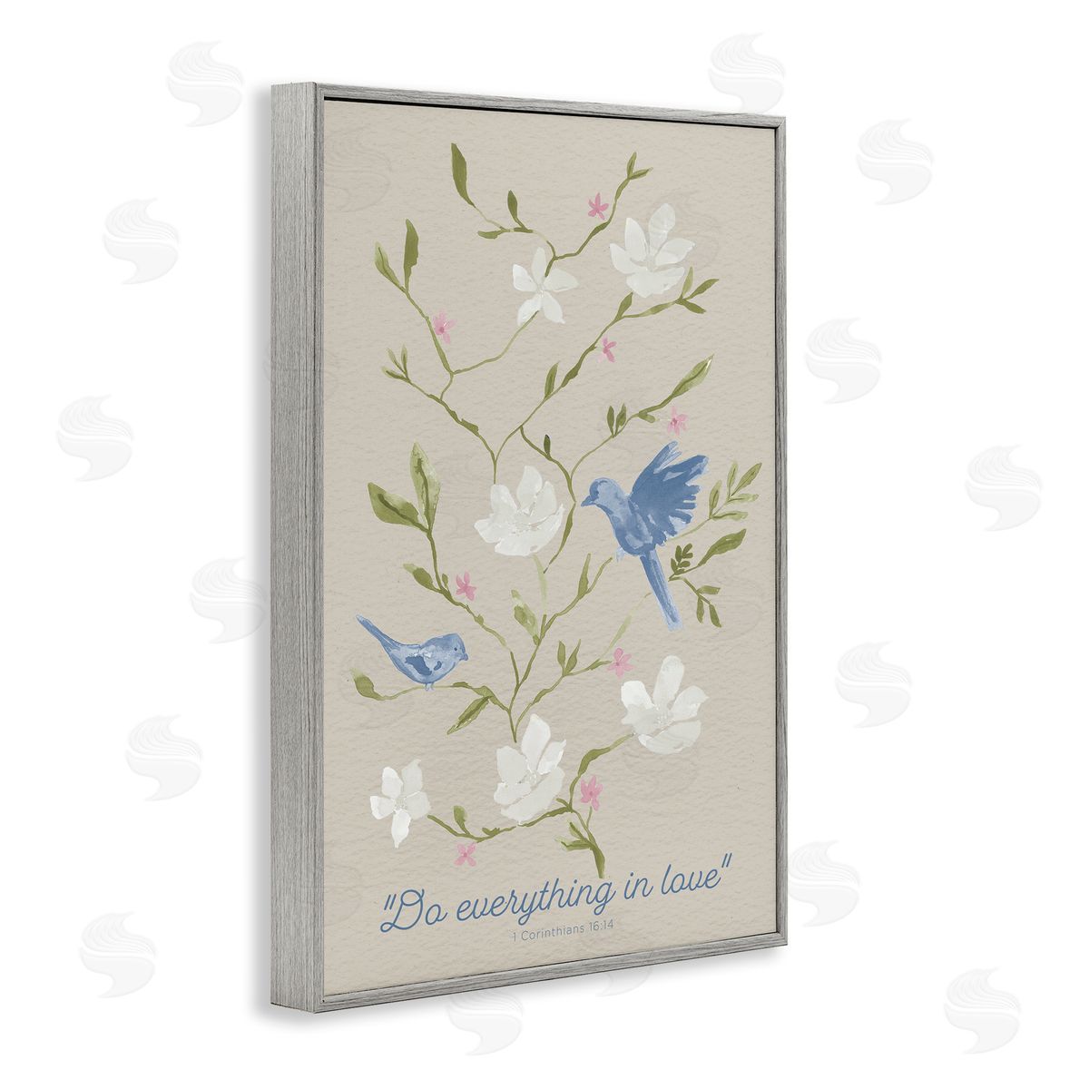 Floral Do Everything In Love Grey Frame Print Wall Art, Home Decor by Lucille Price