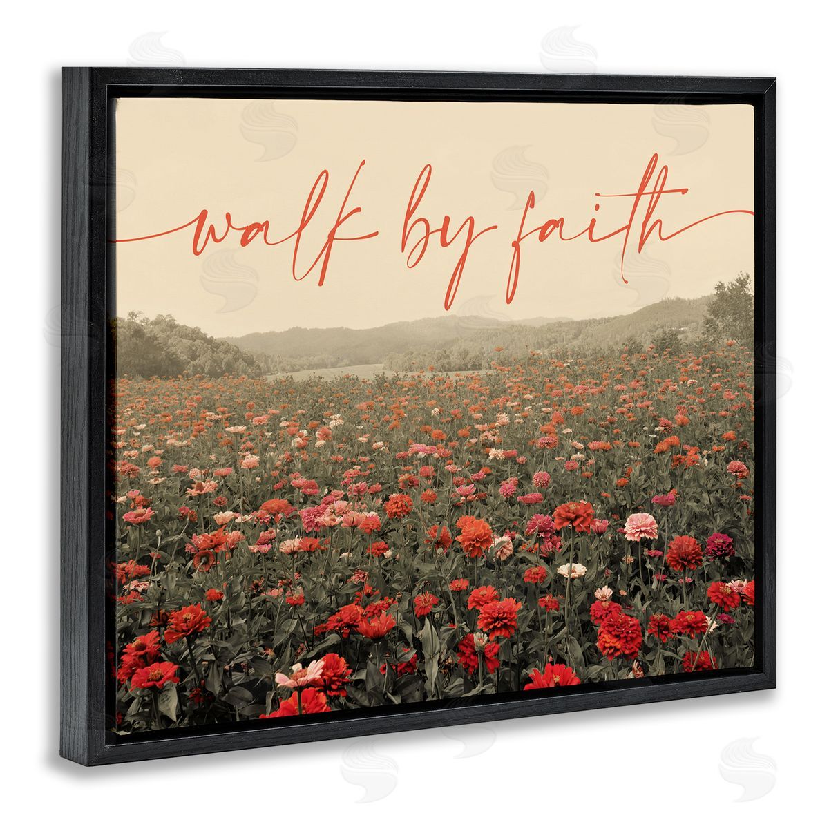 Walk By Faith Garden Black Floating Frame Canvas Wall Art, Home Decor by Gail Peck