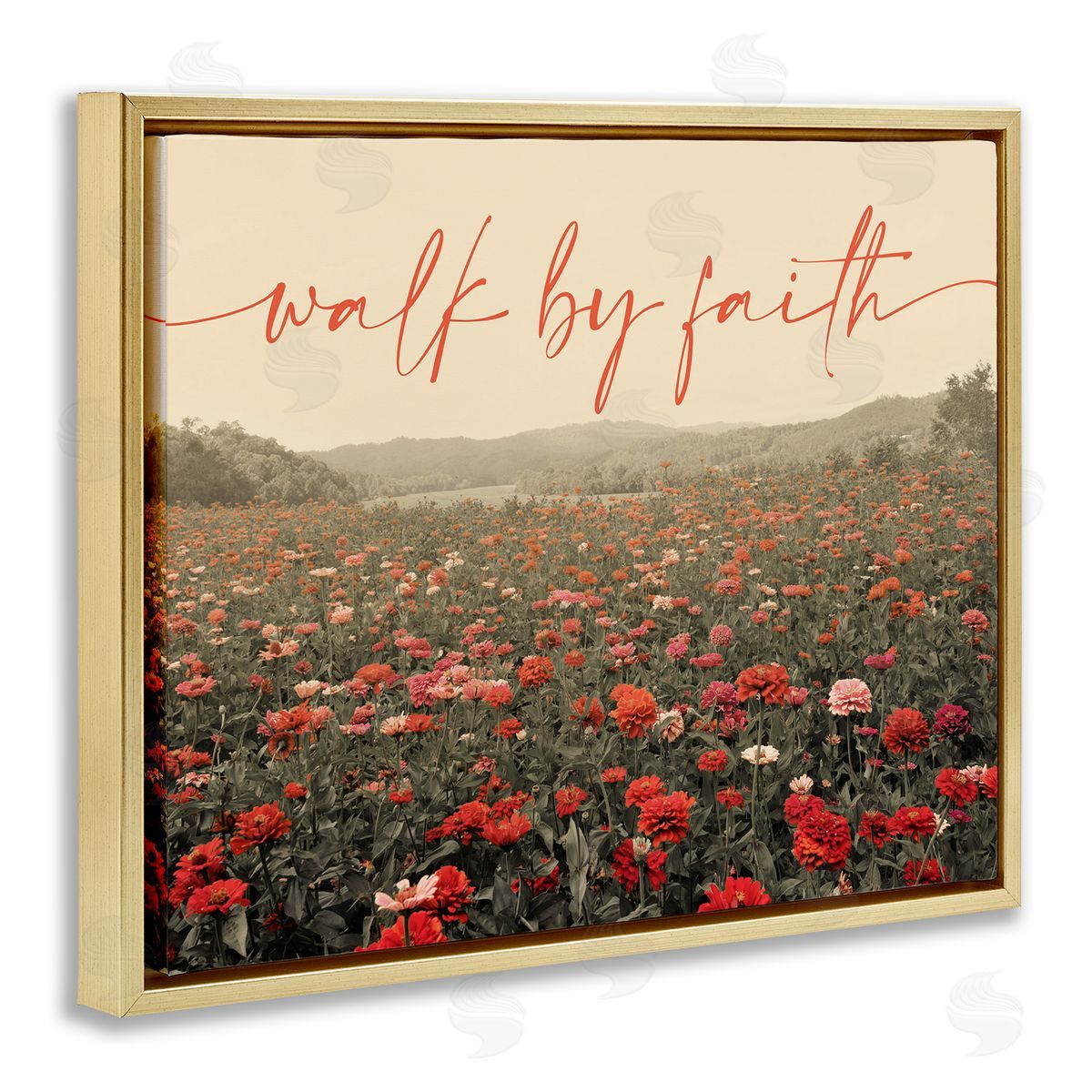 Walk By Faith Garden Gold Floating Frame Canvas Wall Art, Home Decor by Gail Peck