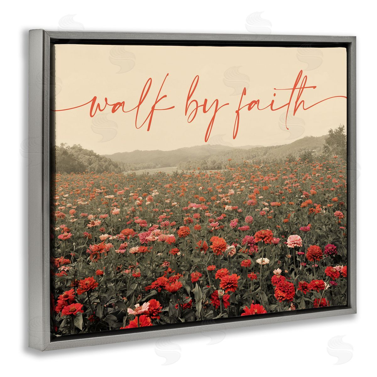 Walk By Faith Garden Grey Floating Frame Canvas Wall Art, Home Decor by Gail Peck