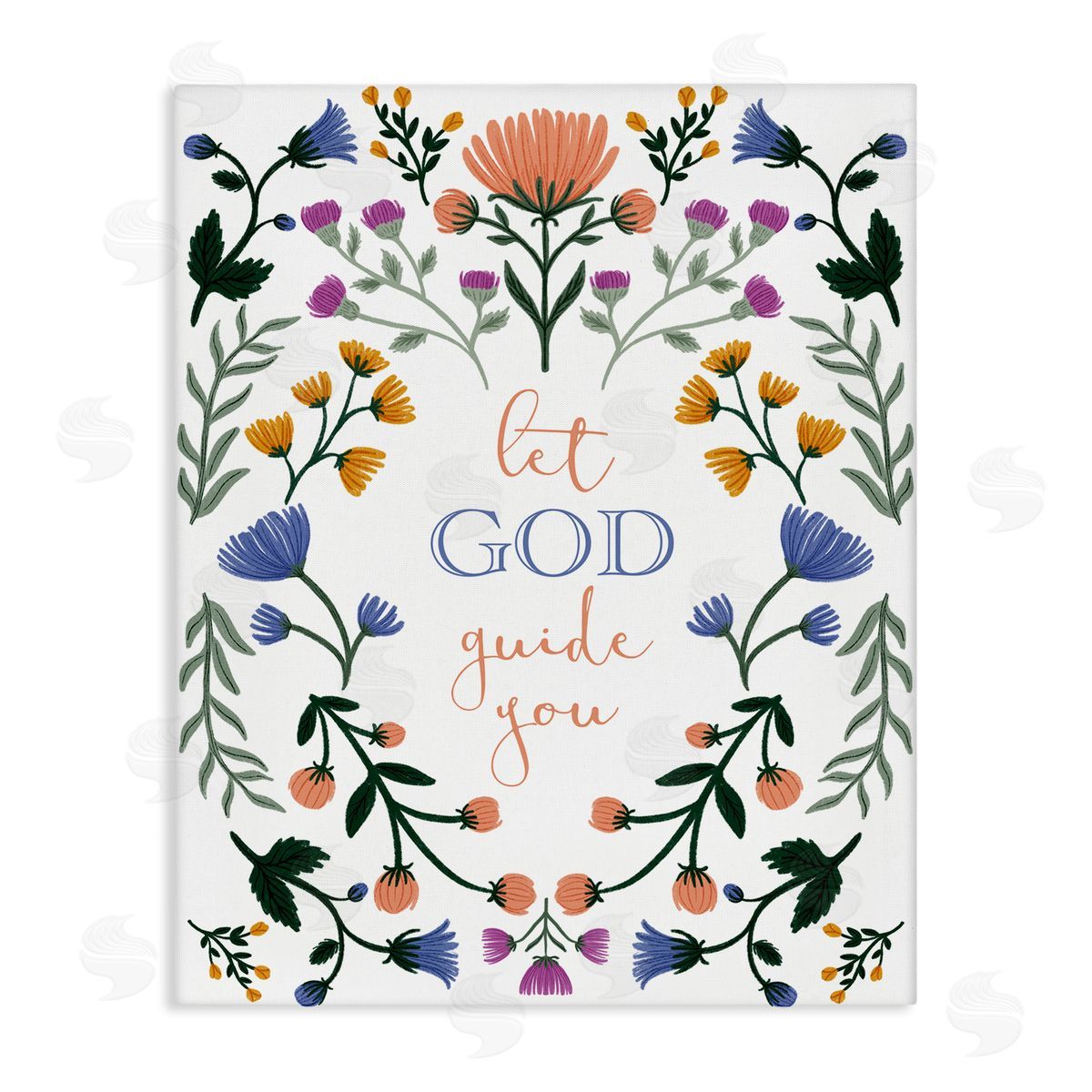 Floral Let God Guide You Canvas Wall Art, Home Decor by Angel Nicole