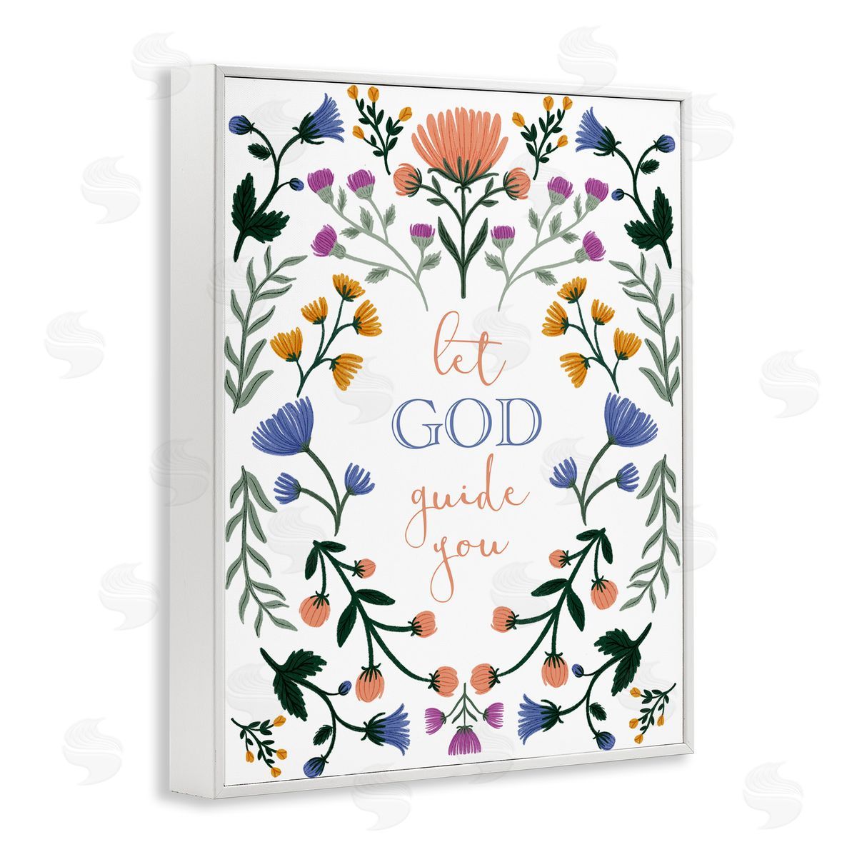 Floral Let God Guide You White Frame Print Wall Art, Home Decor by Angel Nicole