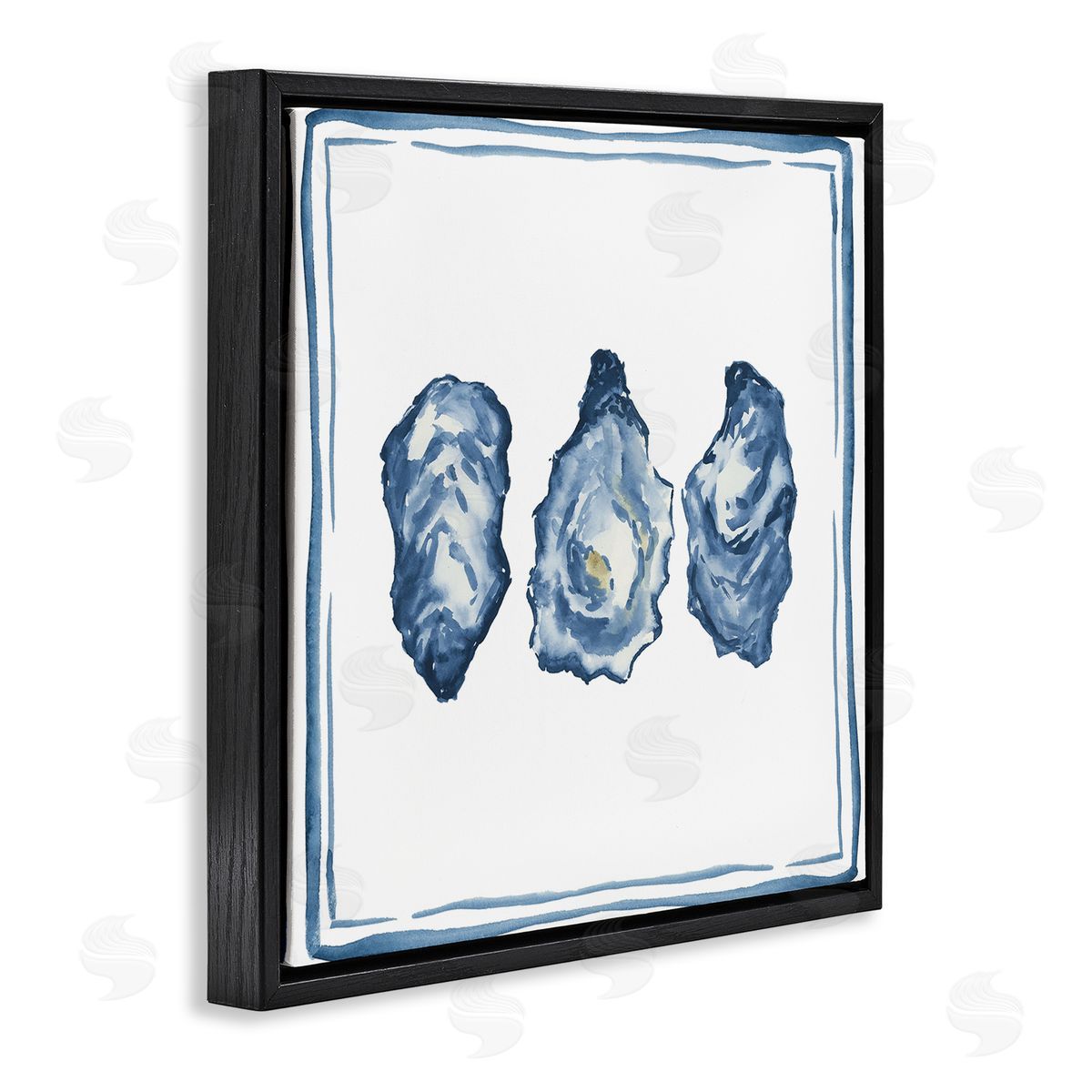 Oyster Shell Trio Black Floating Frame Canvas Wall Art, Home Decor by Lucille Price