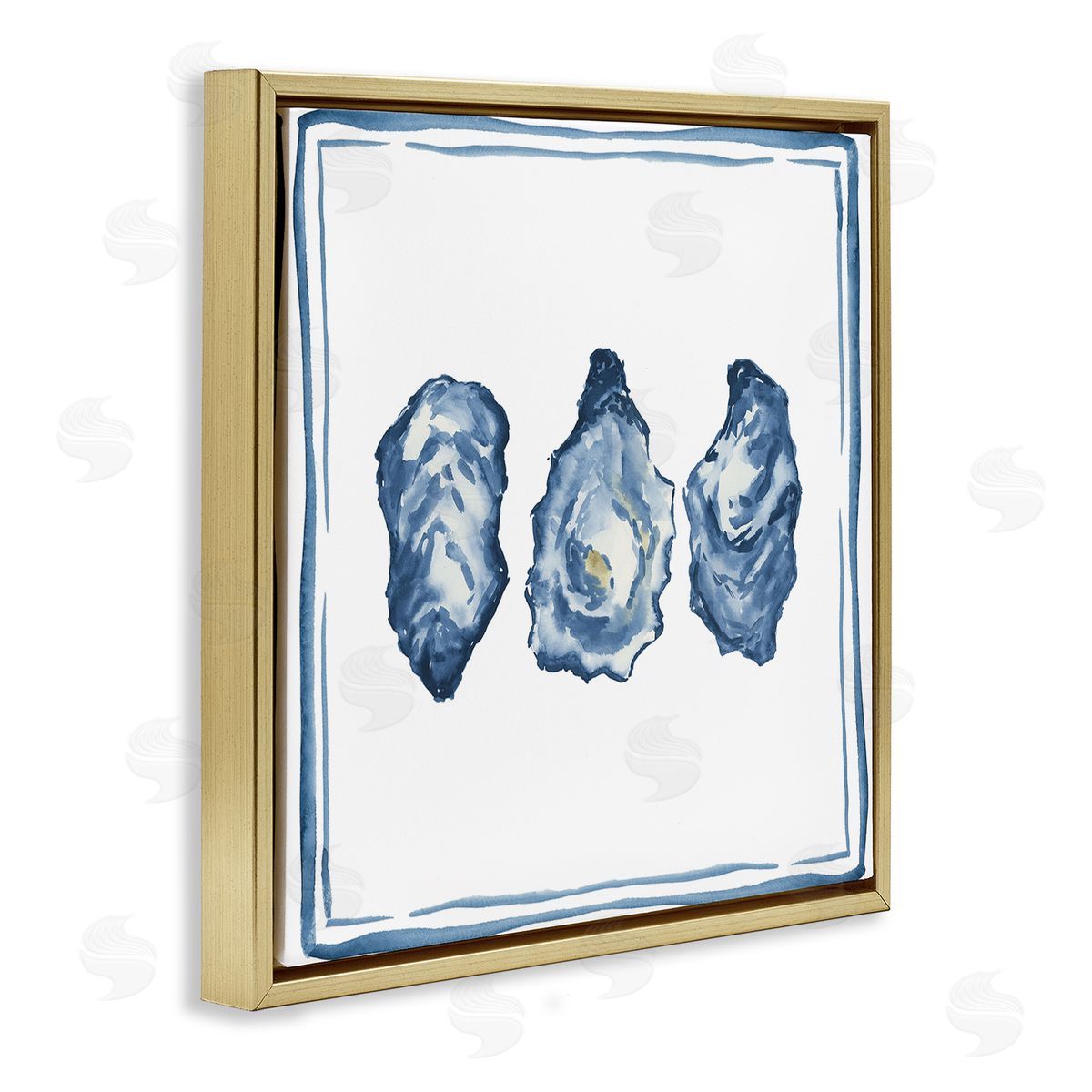 Oyster Shell Trio Gold Floating Frame Canvas Wall Art, Home Decor by Lucille Price