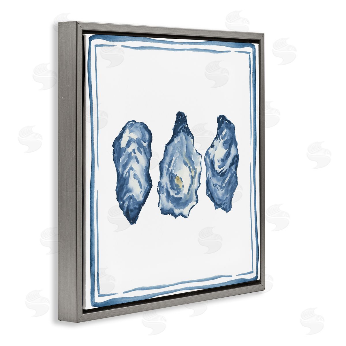 Oyster Shell Trio Grey Floating Frame Canvas Wall Art, Home Decor by Lucille Price
