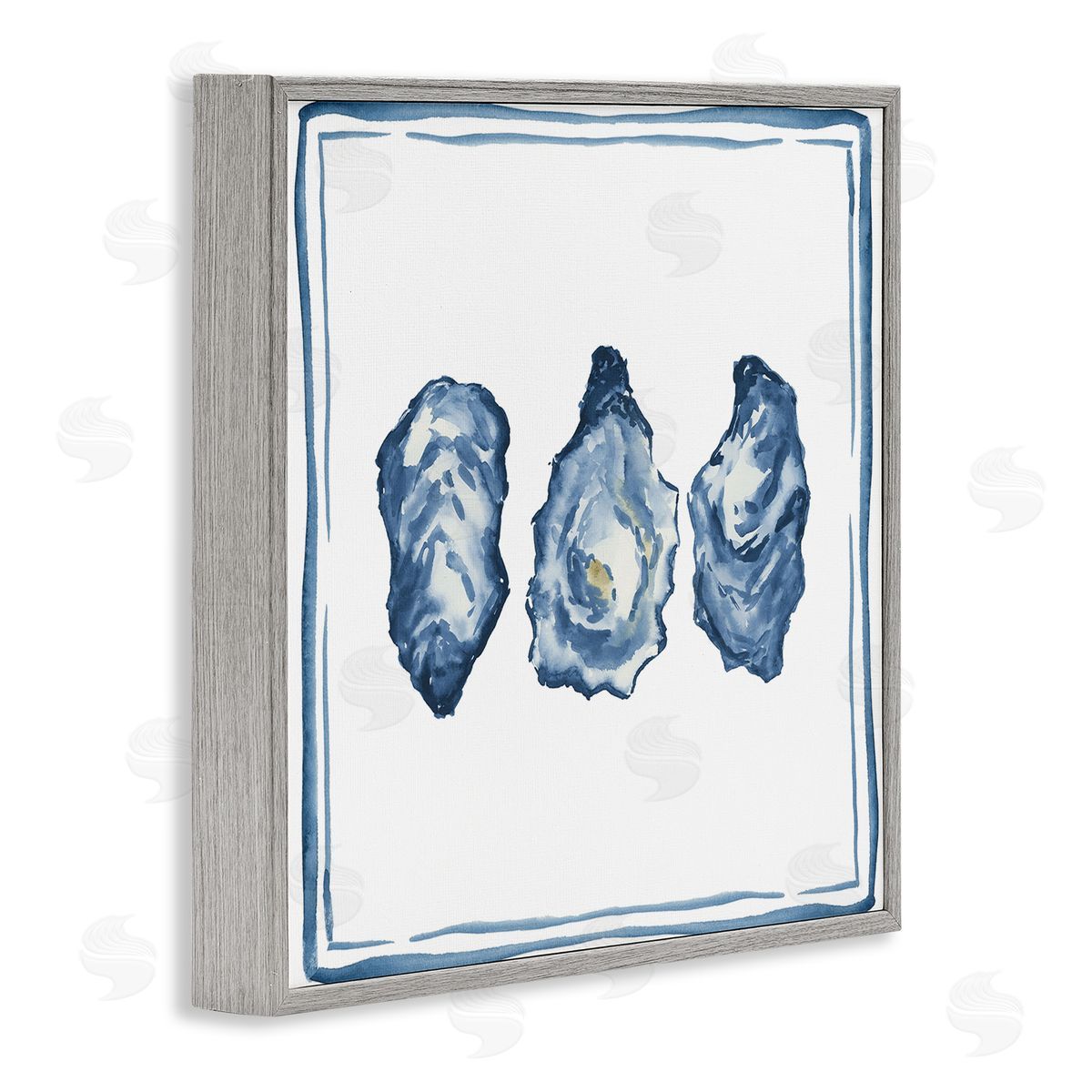 Oyster Shell Trio Grey Frame Print Wall Art, Home Decor by Lucille Price