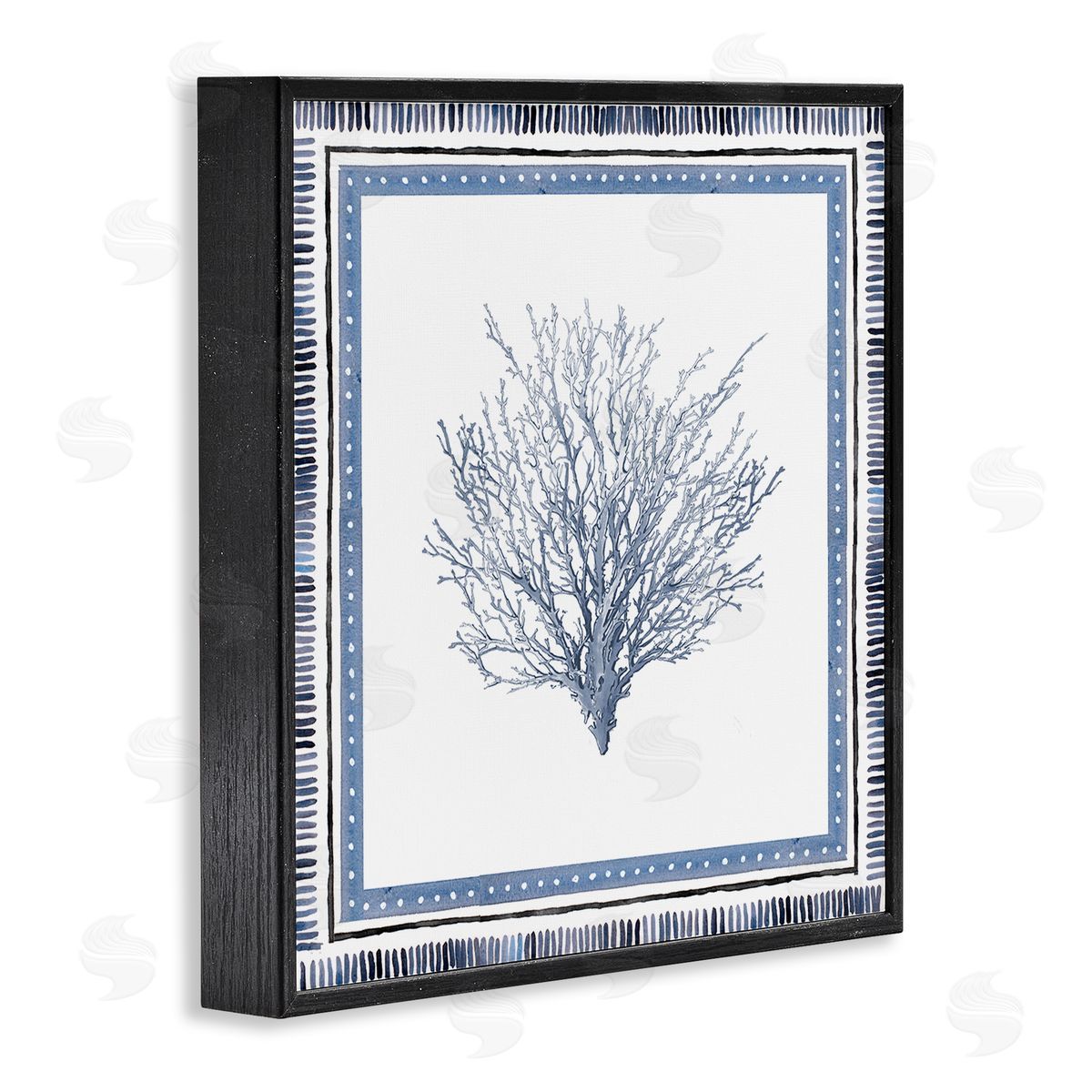 Bordered Oceanic Coral Black Frame Print Wall Art, Home Decor by Lanie Loreth