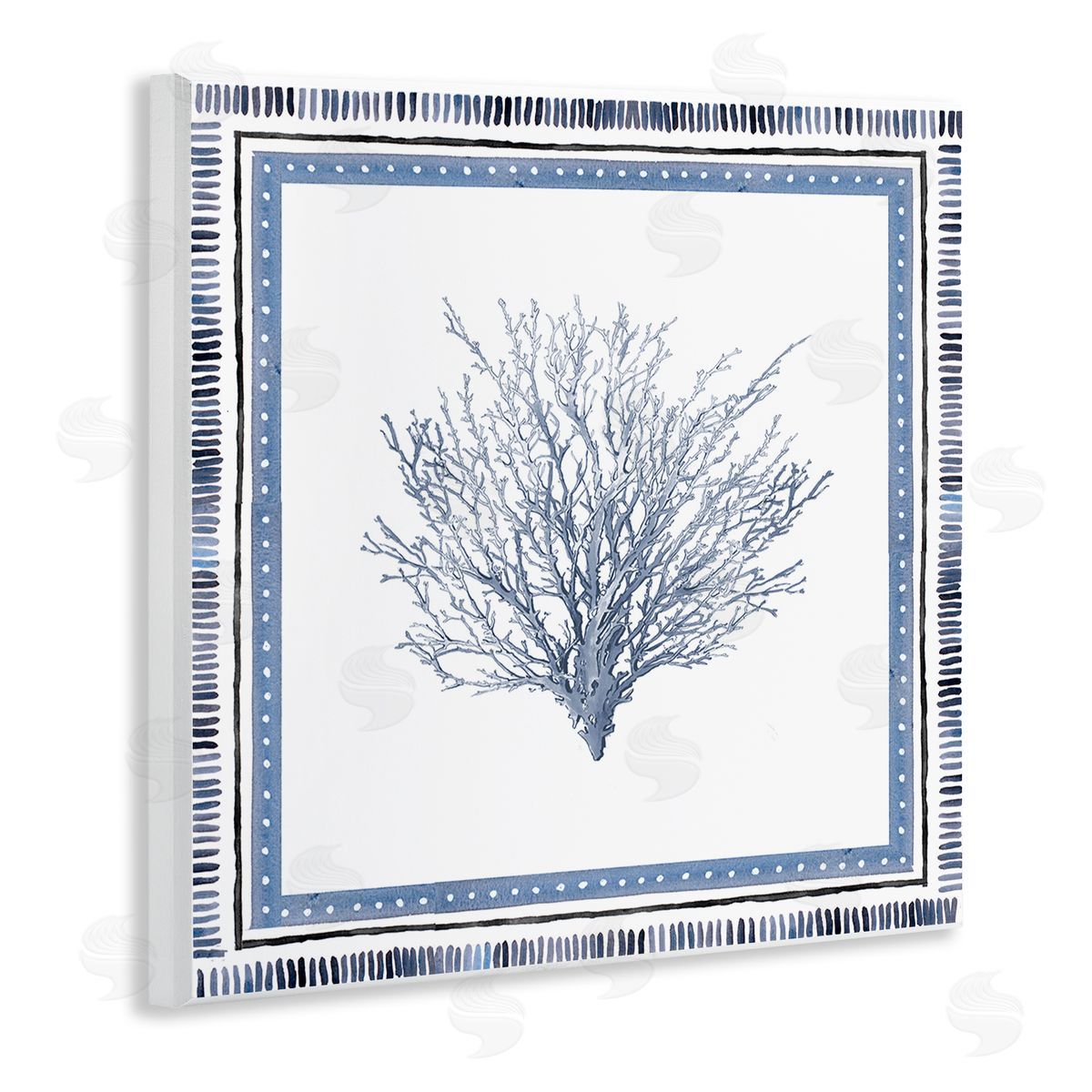 Bordered Oceanic Coral Wood Plaque Wall Art, Home Decor by Lanie Loreth