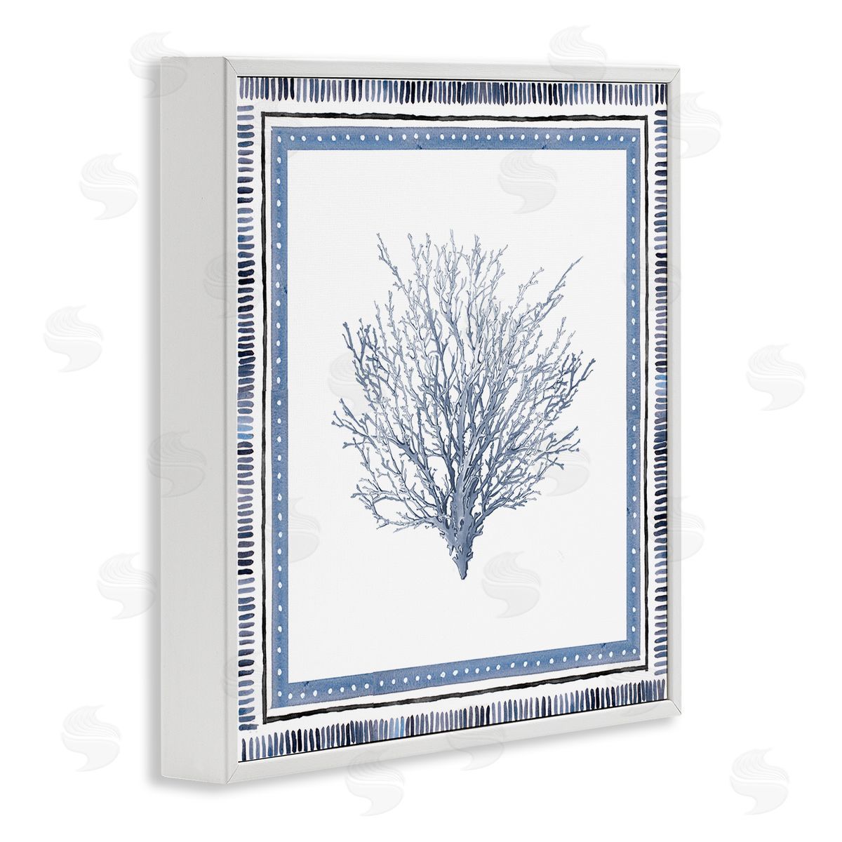 Bordered Oceanic Coral White Frame Print Wall Art, Home Decor by Lanie Loreth