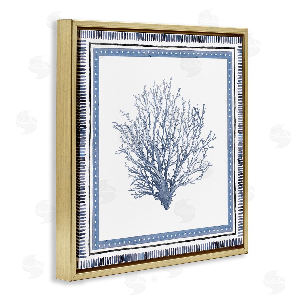 Nautical Branch of Coral Gold Floating Frame Canvas Wall Art, Home Decor by Lanie Loreth