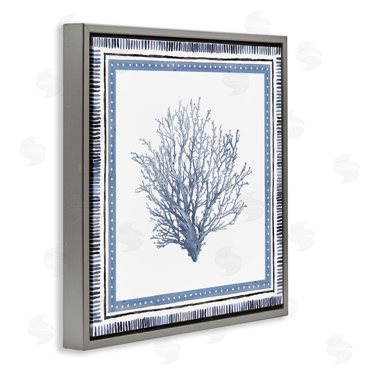 Nautical Branch of Coral Grey Floating Frame Canvas Wall Art, Home Decor by Lanie Loreth
