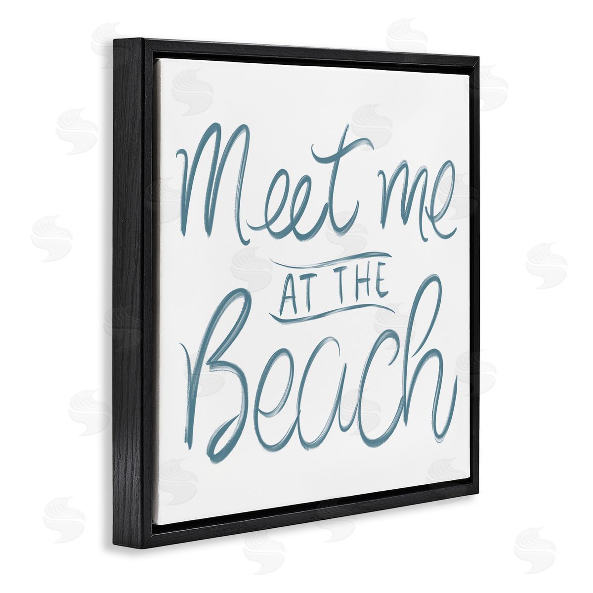 Minimal Meet At Beach Black Floating Frame Canvas Wall Art, Home Decor by SunDance Group