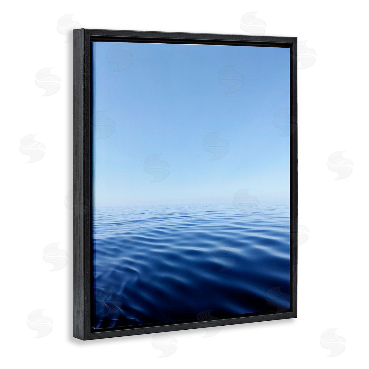 Cool Blue Ocean Ripples Black Floating Frame Canvas Wall Art, Home Decor by Kali Wilson