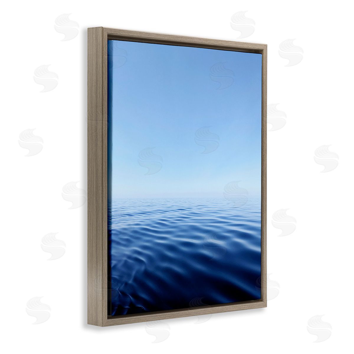 Cool Blue Ocean Ripples Brown Floating Frame Canvas Wall Art, Home Decor by Kali Wilson