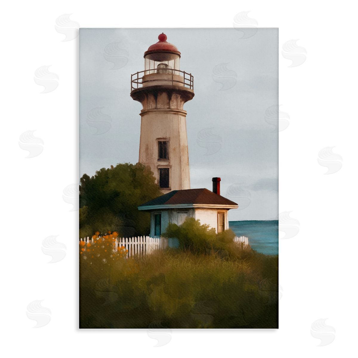 Scenic Summer Lighthouse View Canvas Wall Art, Home Decor by Elizabeth Medley
