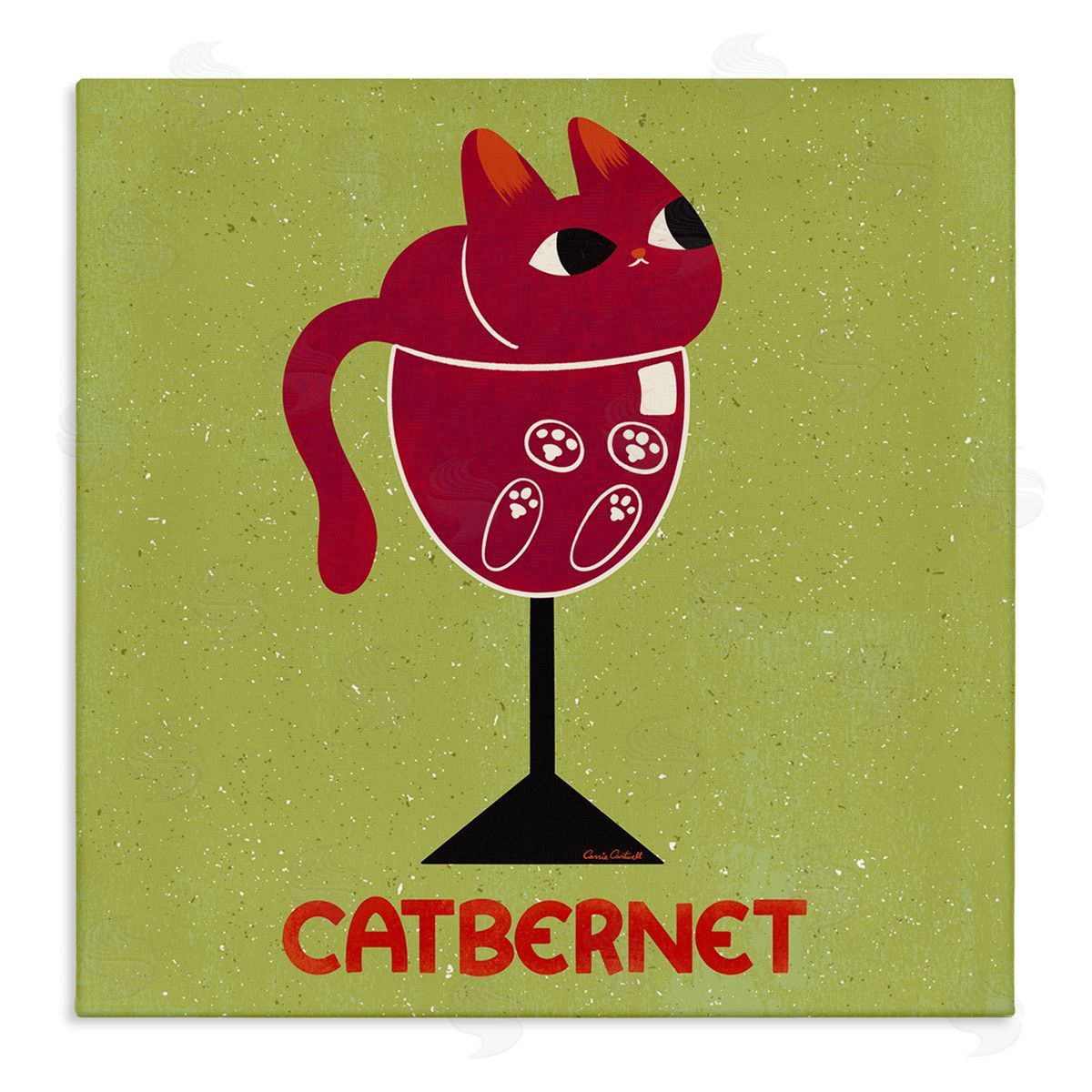 Catbernet Cat Wine Canvas Wall Art, Home Decor by Carrie Cantwell