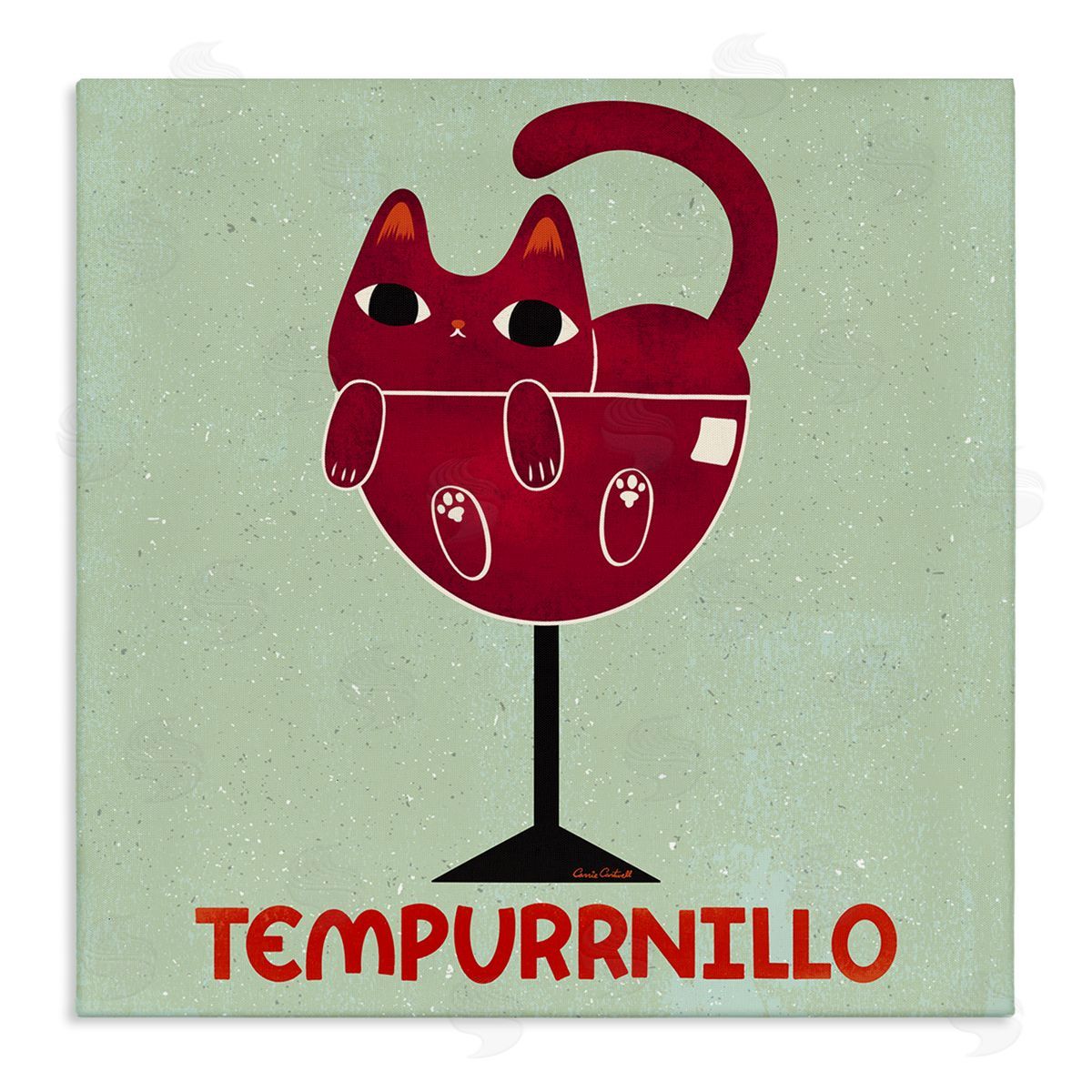 Tempurrnillo Cat Wine Canvas Wall Art, Home Decor by Carrie Cantwell