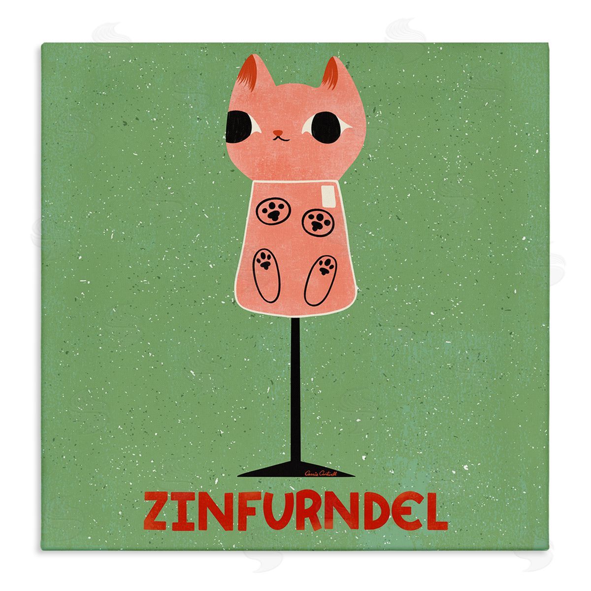 Zinfurndel Feline Wine Canvas Wall Art, Home Decor by Carrie Cantwell