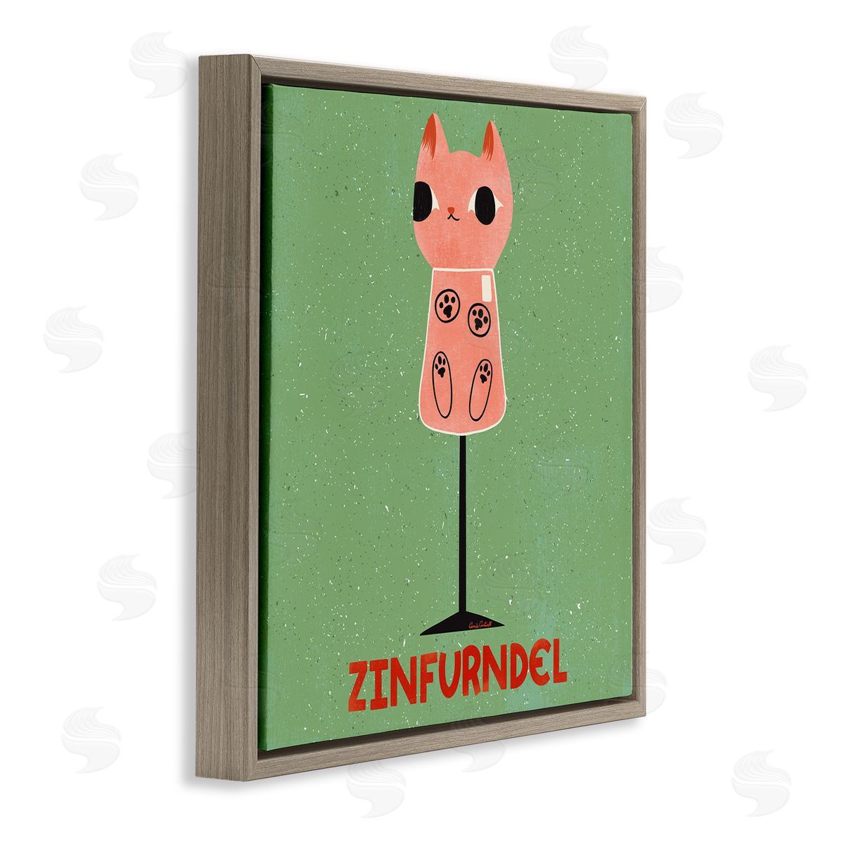 Zinfurndel Feline Wine Brown Floating Frame Canvas Wall Art, Home Decor by Carrie Cantwell