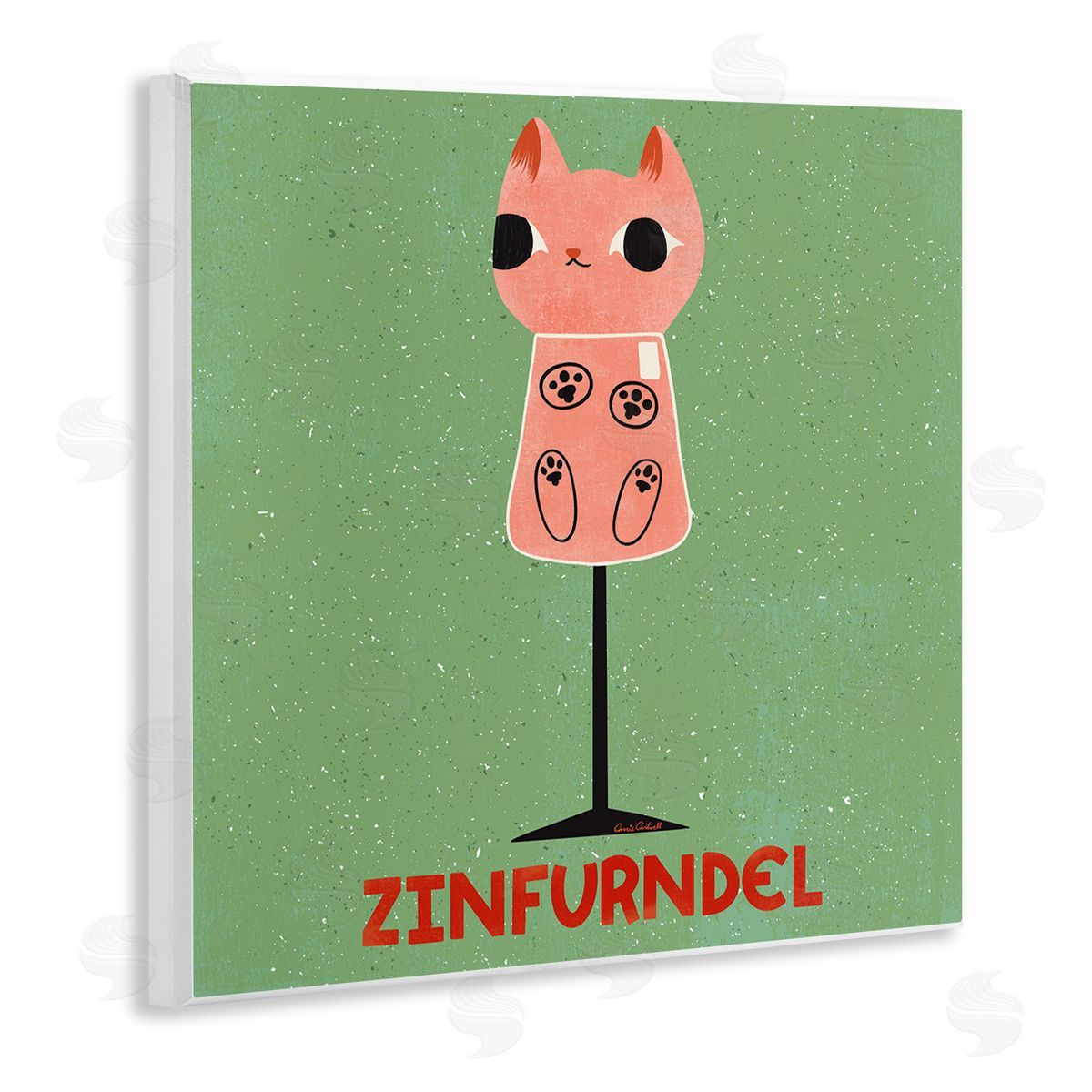 Zinfurndel Feline Wine Wood Plaque Wall Art, Home Decor by Carrie Cantwell