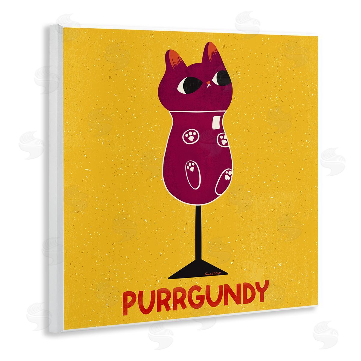 Purrgundy Cat Wine Wood Plaque Wall Art, Home Decor by Carrie Cantwell