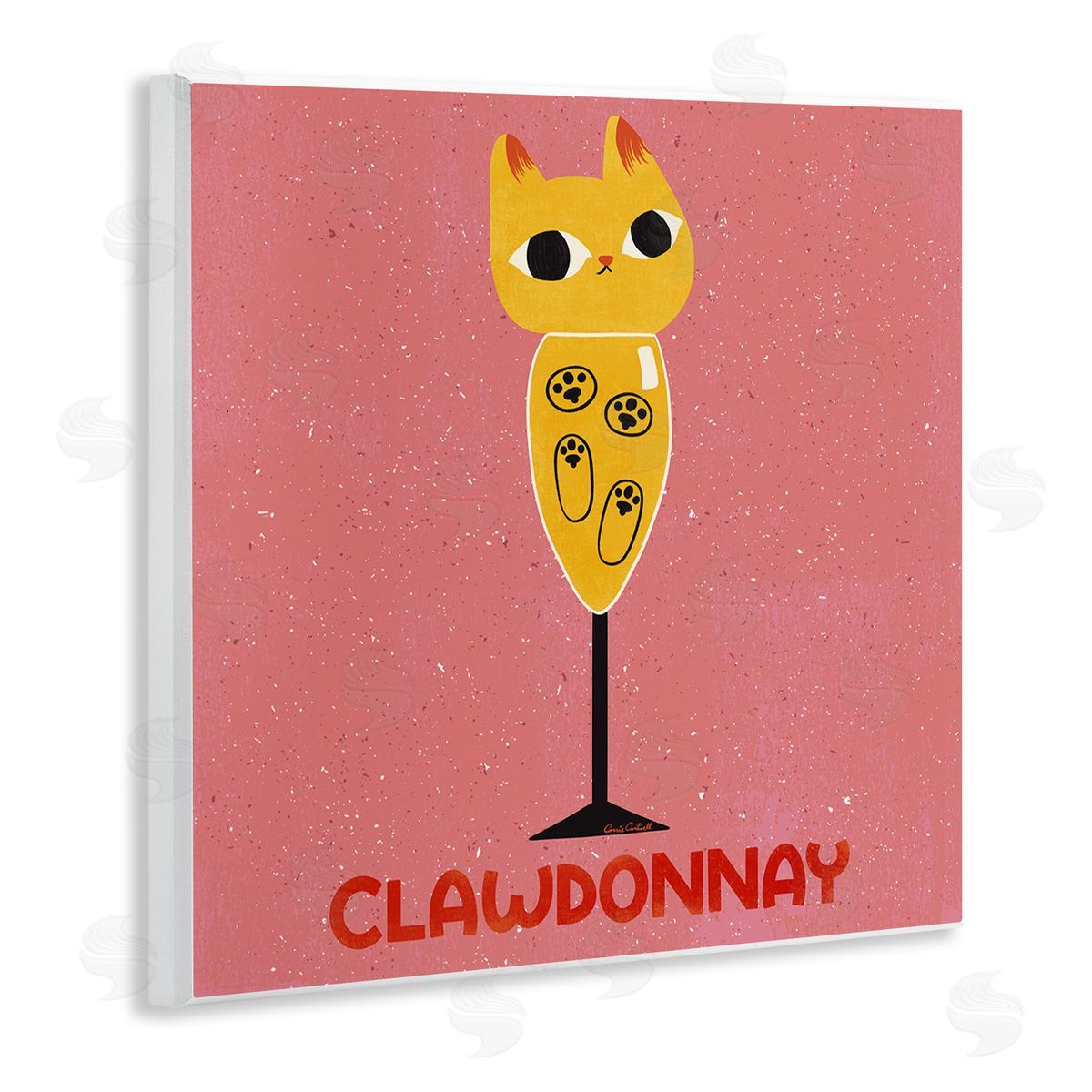 Clawdonnay Feline Wine Wood Plaque Wall Art, Home Decor by Carrie Cantwell