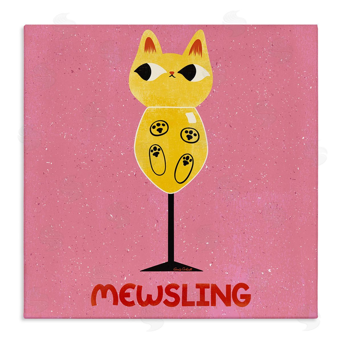 Mewsling Cat Wine Canvas Wall Art, Home Decor by Carrie Cantwell