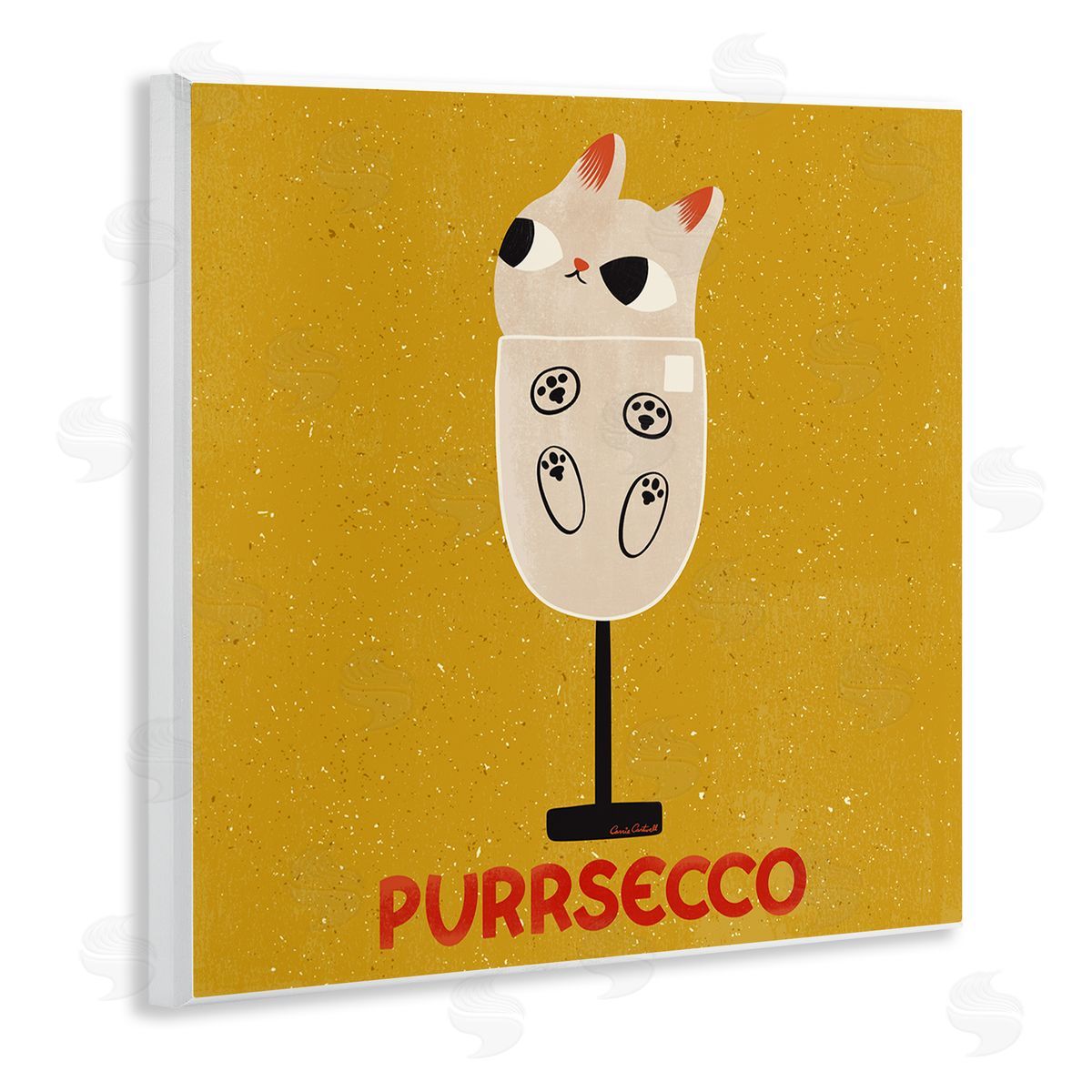 Purrsecco Cat Wine Wood Plaque Wall Art, Home Decor by Carrie Cantwell