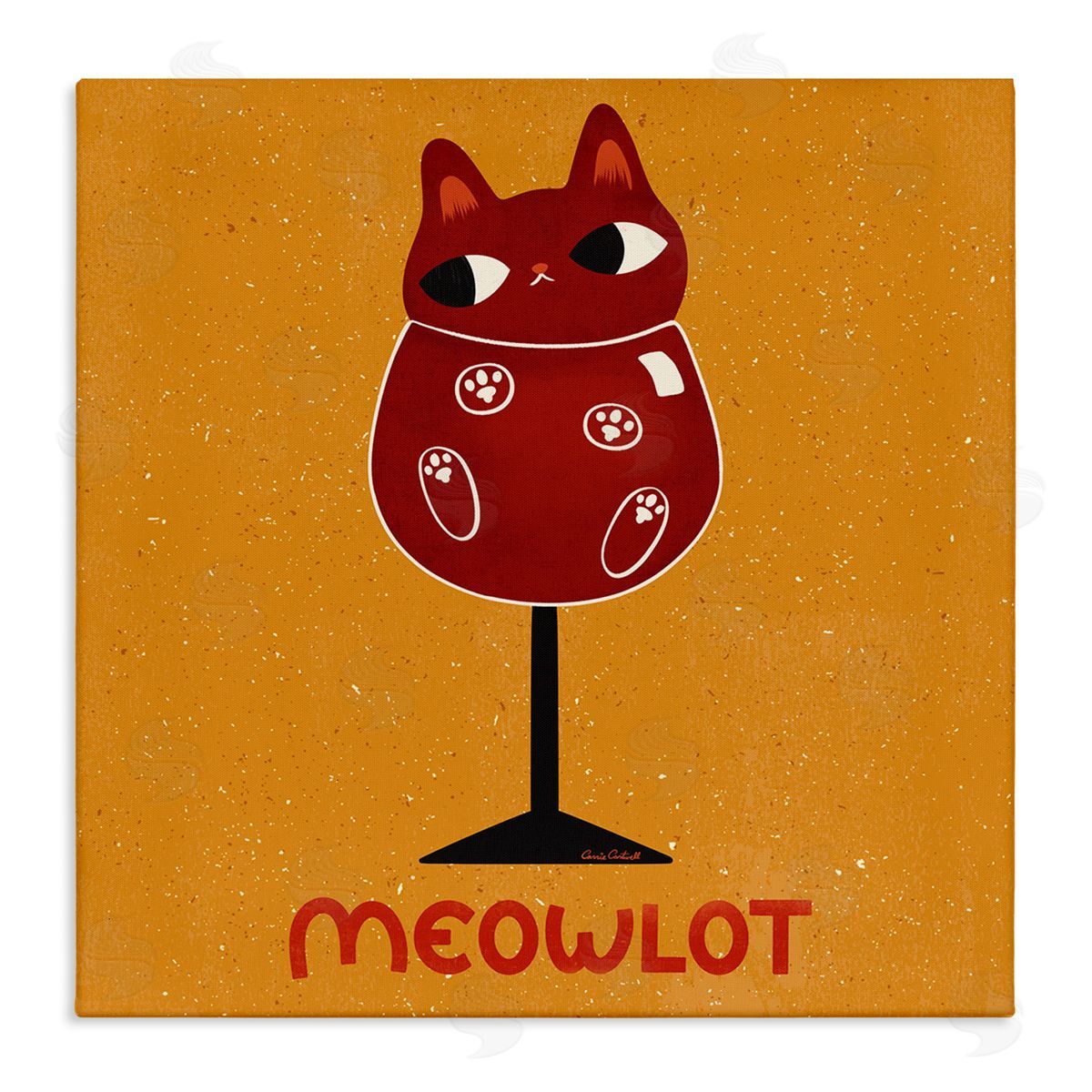 Meowlot Cat Merlot Canvas Wall Art, Home Decor by Carrie Cantwell