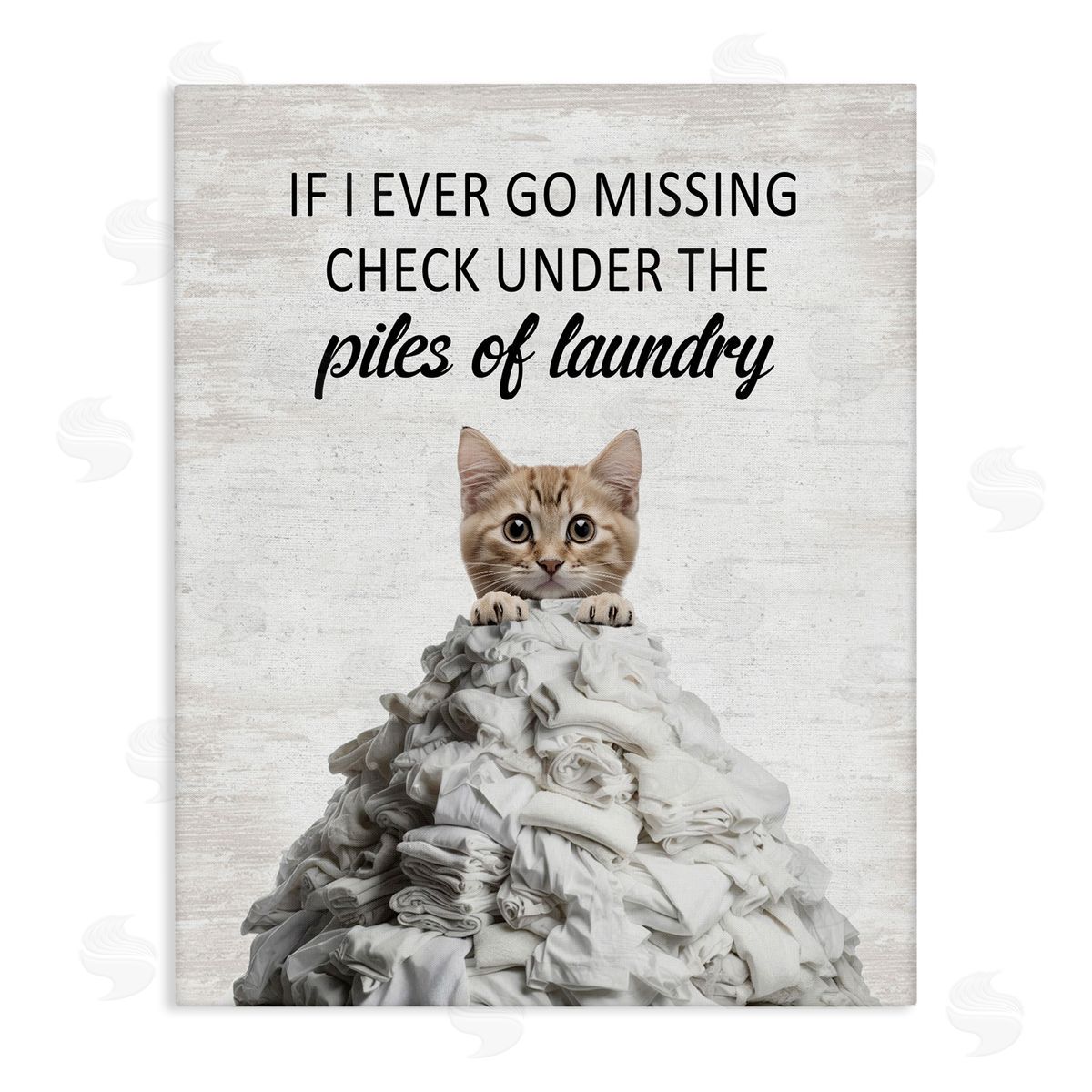 Piles Of Laundry Cat Canvas Wall Art, Home Decor by Lettered and Lined