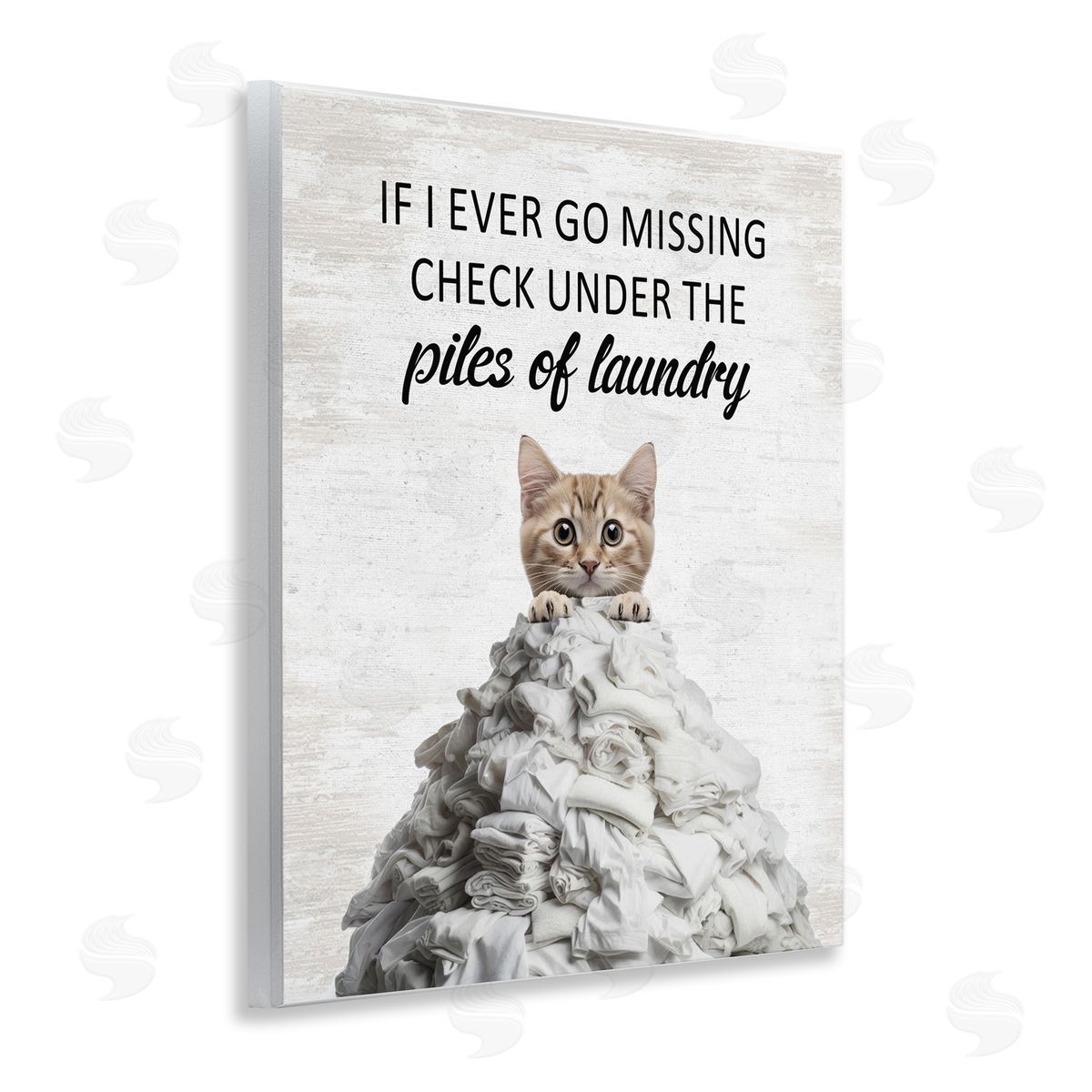 Piles Of Laundry Cat Wood Plaque Wall Art, Home Decor by Lettered and Lined