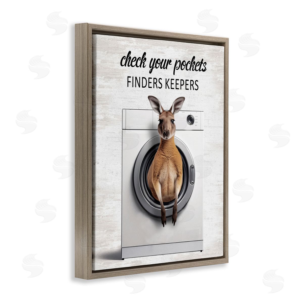 Finders Keepers Laundry Rule Brown Floating Frame Canvas Wall Art, Home Decor by Lettered and Lined