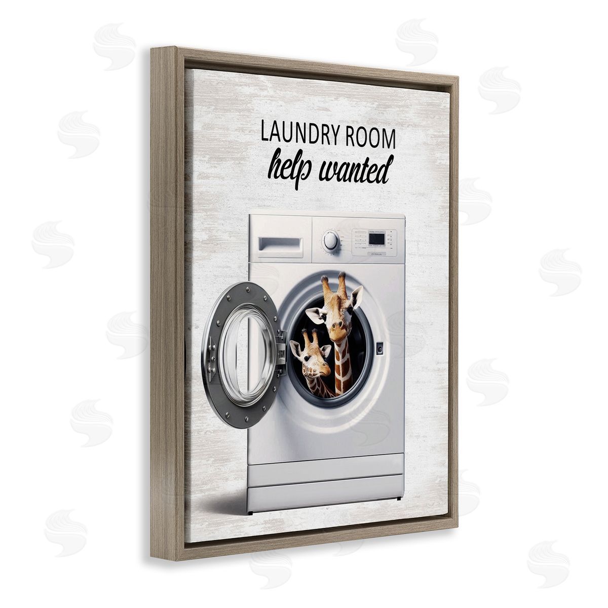 Laundry Room Help Wanted Brown Floating Frame Canvas Wall Art, Home Decor by Lettered and Lined